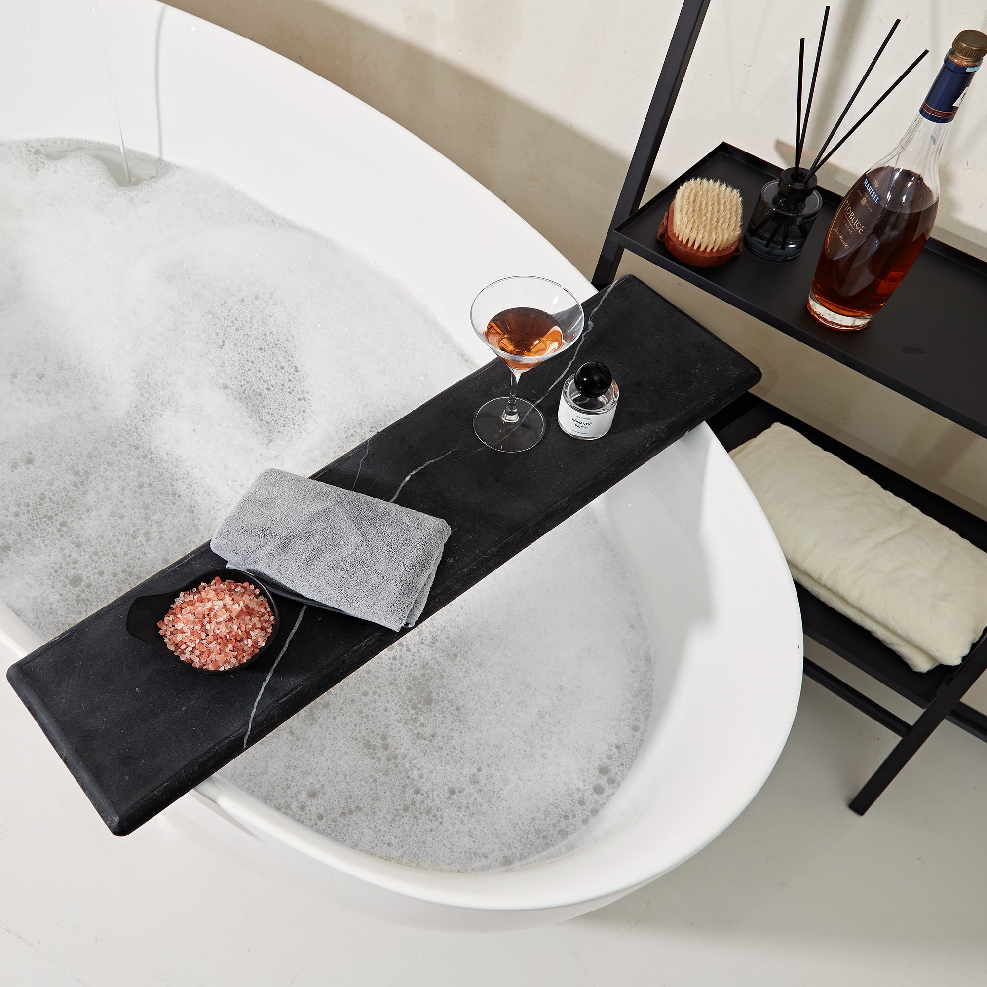 Handcrafted Black Marquina Marble Bath Accessories - Unique and Chic Bathroom Supplies for Elegant Decor