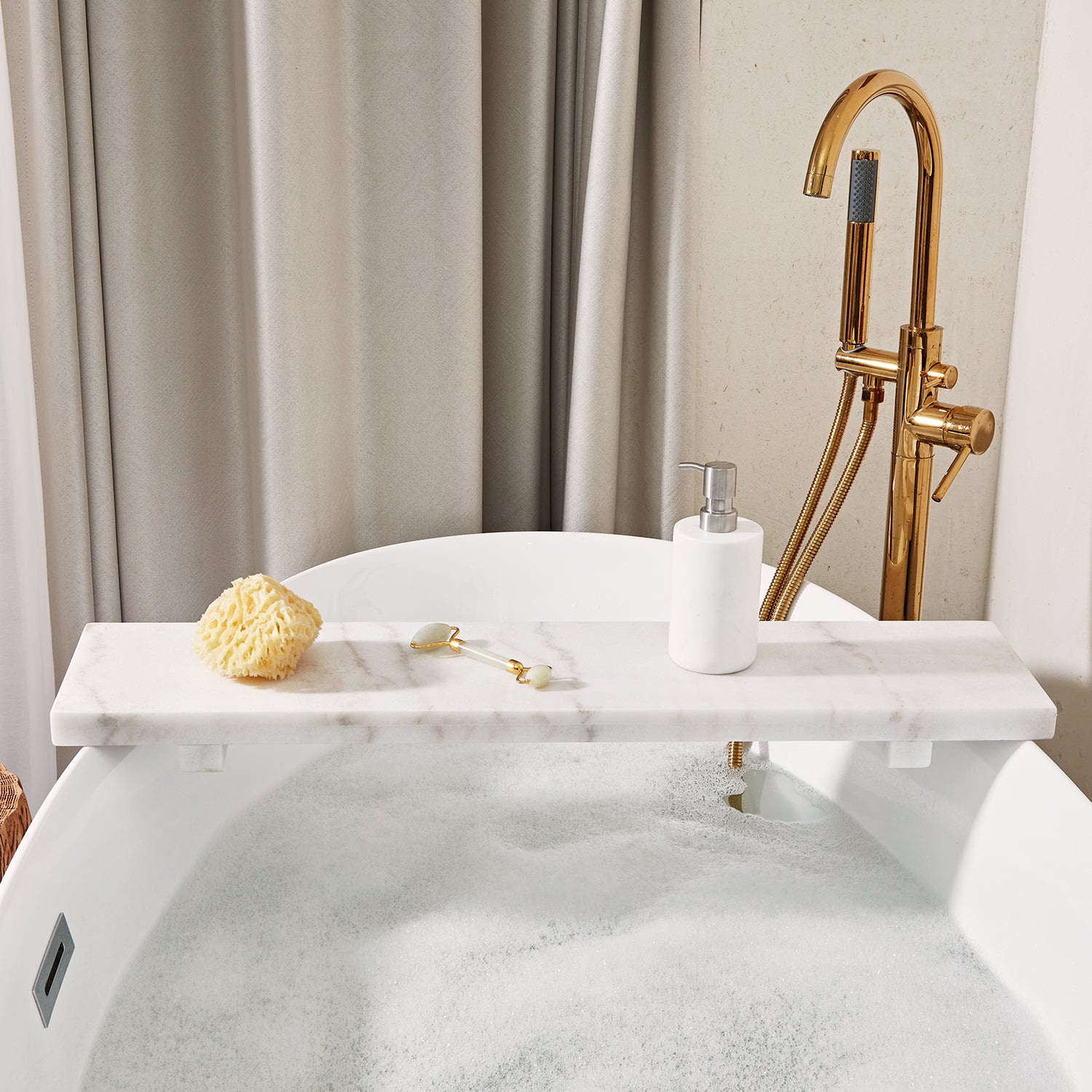 NeatEssence Marble Bath Accessories with Unique Design and Honed Smooth Finish for Elegant Bathroom Decor