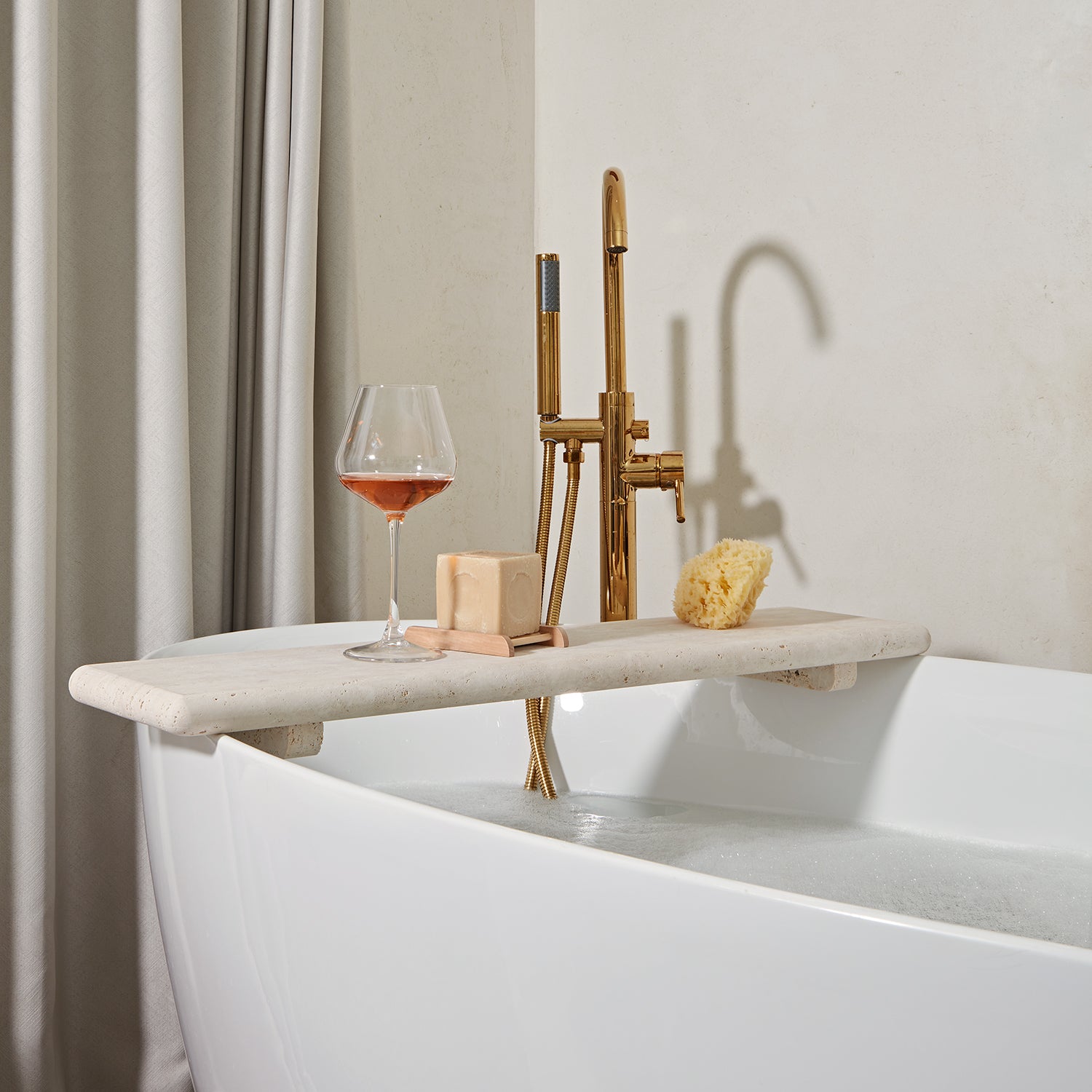 Nature's Touch Travertine Bath Accessories with Organic Edge and Unique Variations for Rustic Bathroom Decor