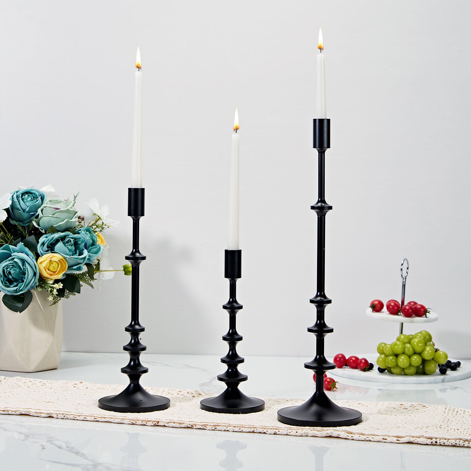 Modern Aluminum Taper Candle Holder with Powdercoated Finish - Elegant Candle Stand for Home Decor, Perfect for Living Room and Dining Room