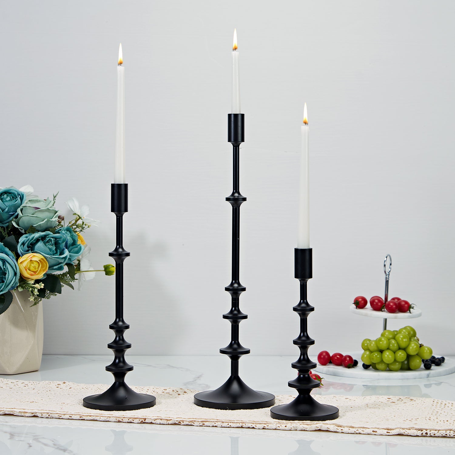 Modern Aluminum Taper Candle Holder with Powdercoated Finish - Elegant Candle Stand for Home Decor, Perfect for Living Room and Dining Room