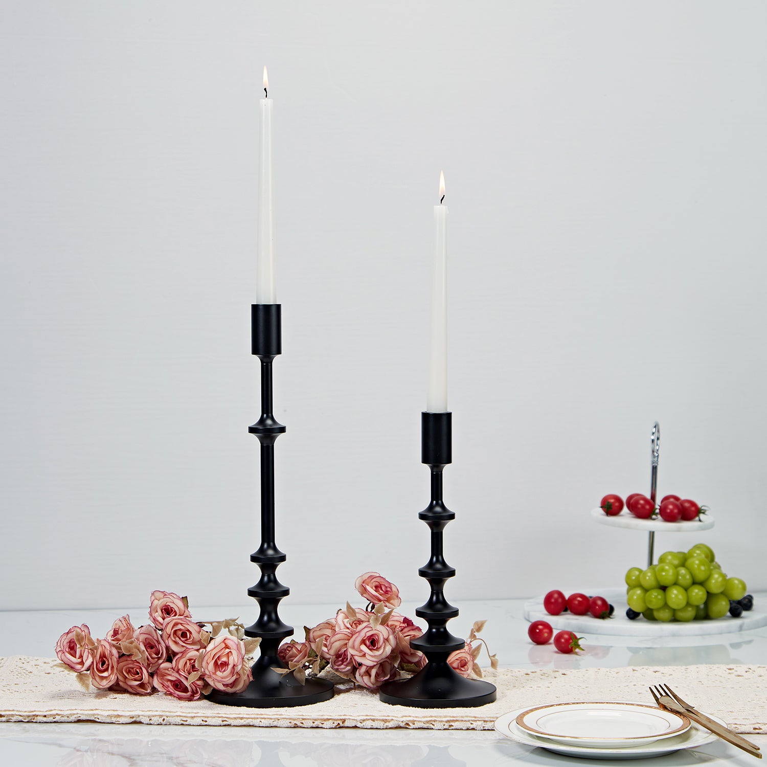 Modern Aluminum Taper Candle Holder with Powdercoated Finish - Elegant Candle Stand for Home Decor, Perfect for Living Room and Dining Room