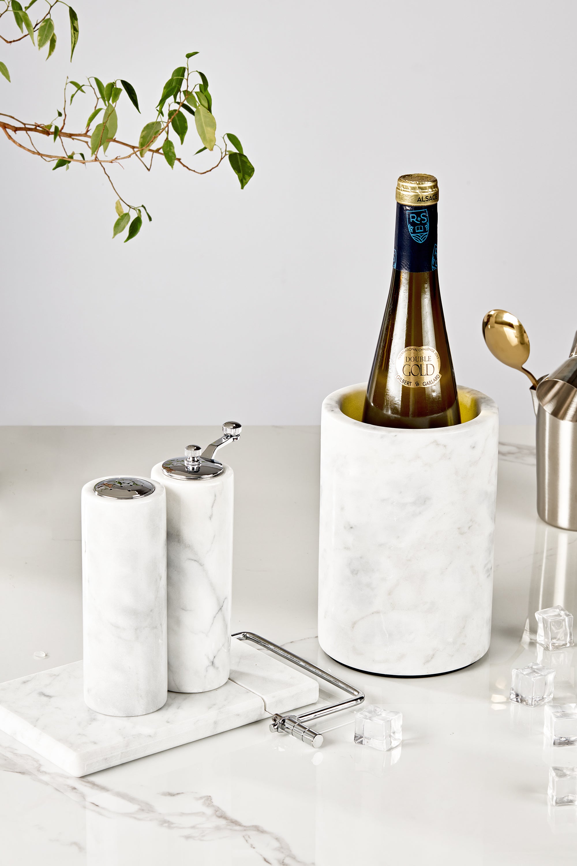 legant White Marble Wine Cooler for Kitchen - Multi-functional Design for Dining Room and Perfect Marble Wine Chiller