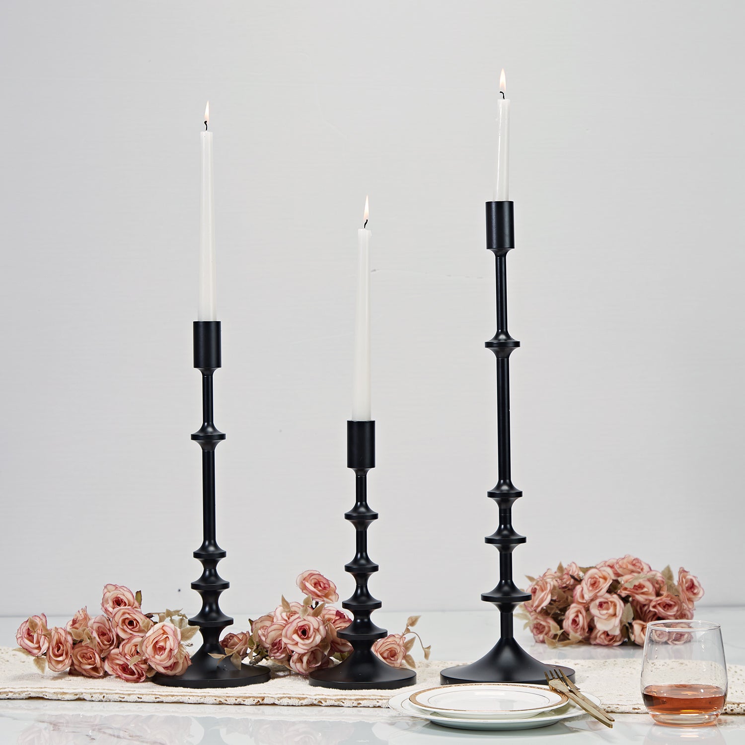 Modern Aluminum Taper Candle Holder with Powdercoated Finish - Elegant Candle Stand for Home Decor, Perfect for Living Room and Dining Room