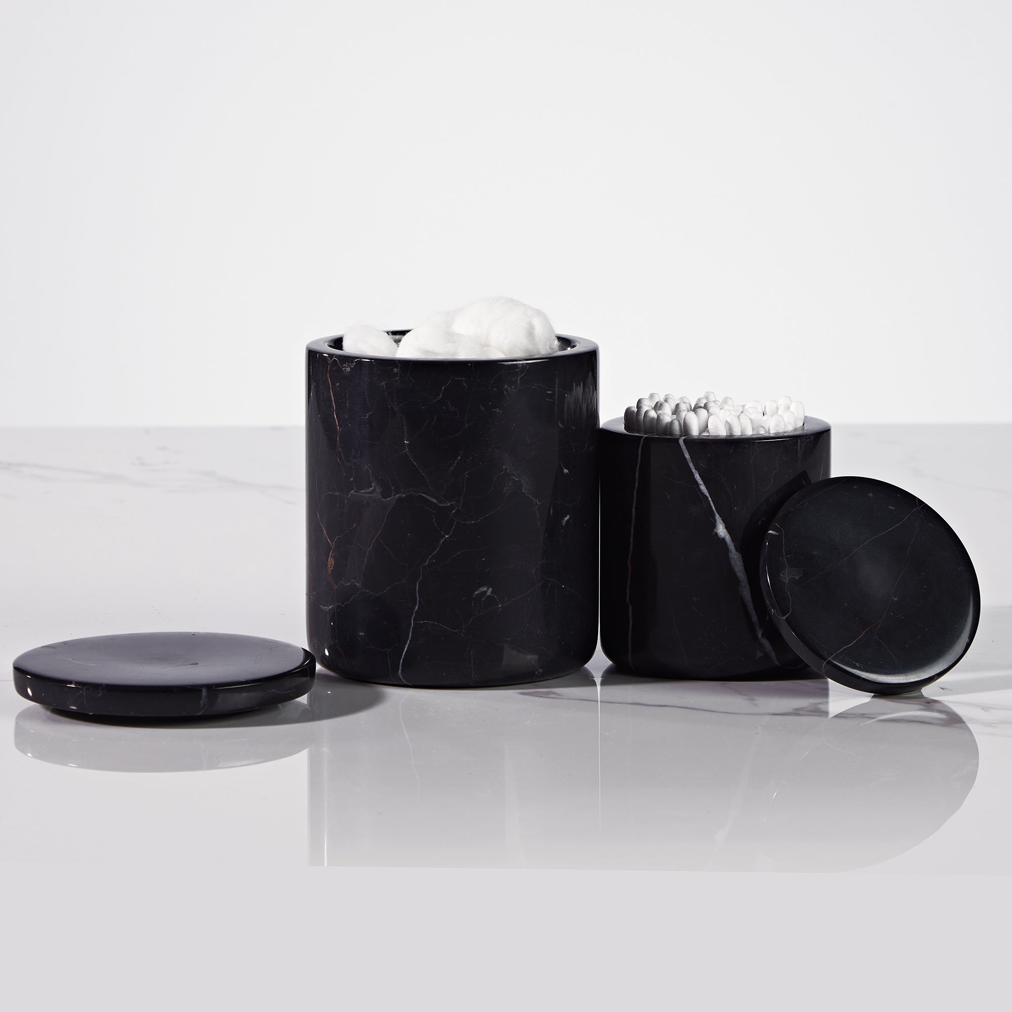 Handcrafted Black Marquina Marble Bath Accessories - Unique and Chic Bathroom Supplies for Elegant Decor