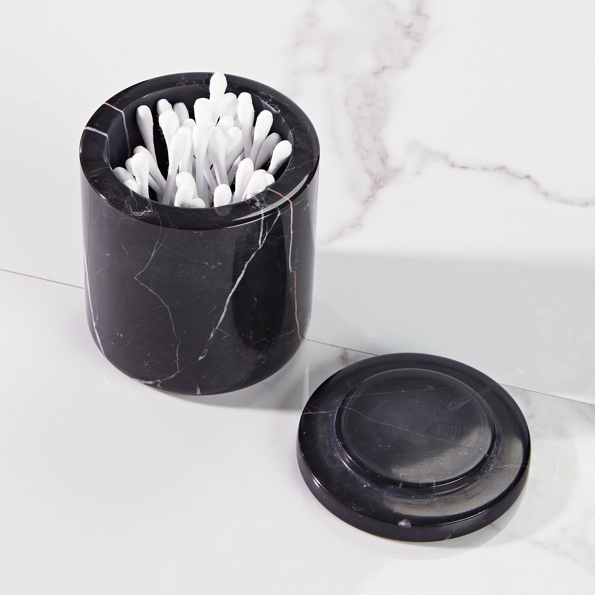 Handcrafted Black Marquina Marble Bath Accessories - Unique and Chic Bathroom Supplies for Elegant Decor