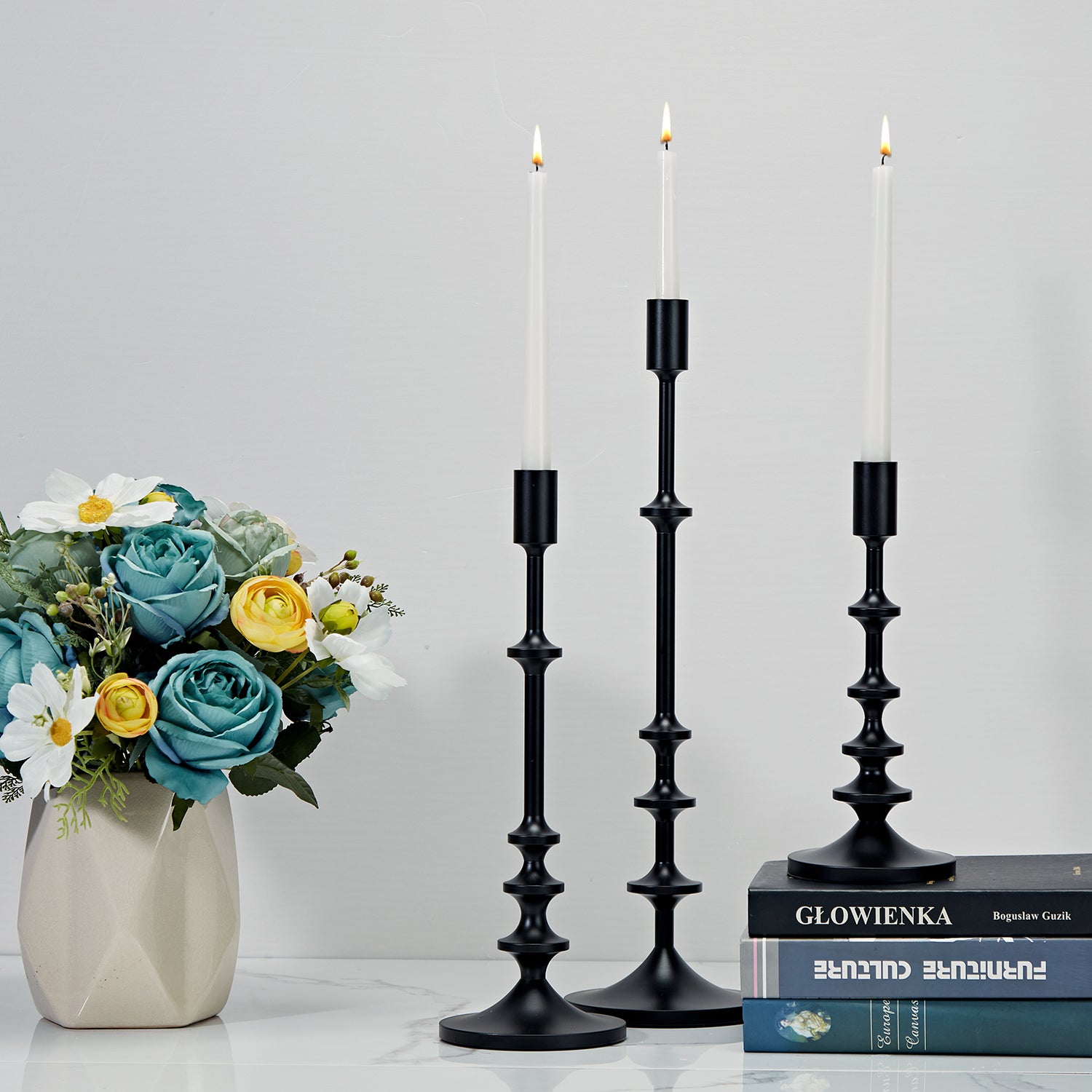 Modern Aluminum Taper Candle Holder with Powdercoated Finish - Elegant Candle Stand for Home Decor, Perfect for Living Room and Dining Room