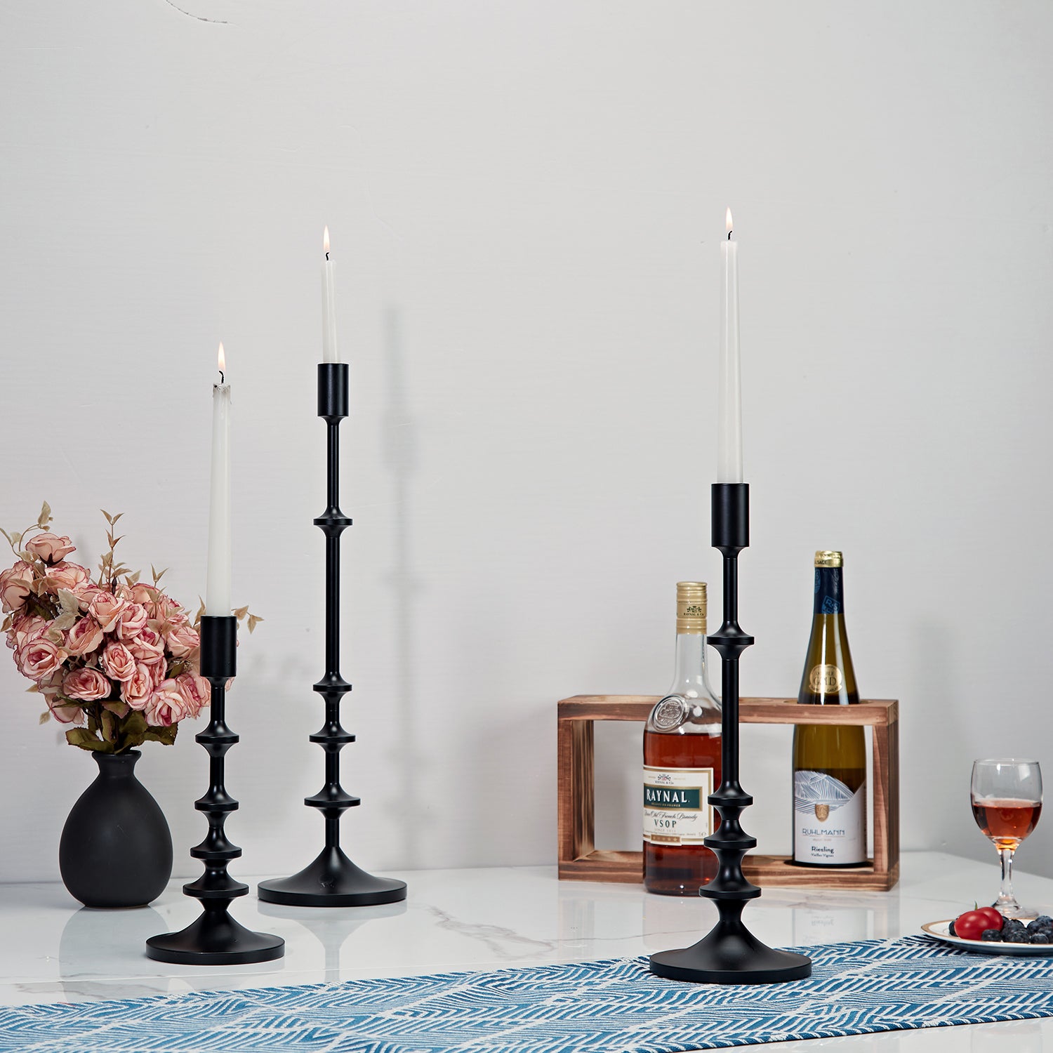 Modern Aluminum Taper Candle Holder with Powdercoated Finish - Elegant Candle Stand for Home Decor, Perfect for Living Room and Dining Room