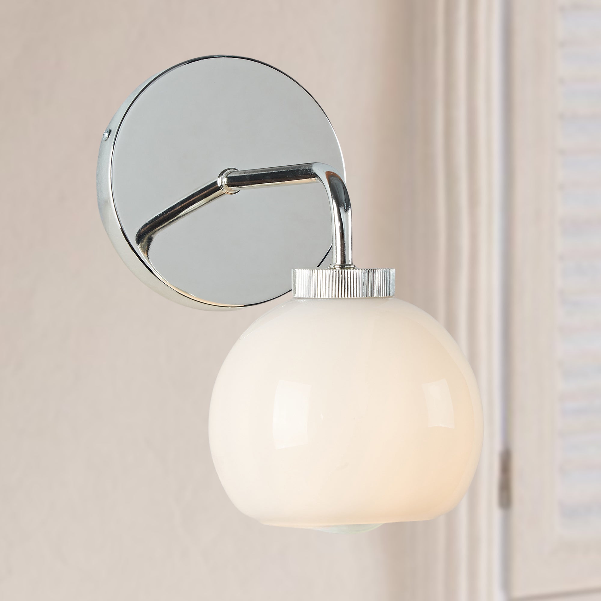 Blown Glass Steel Frame Single Sconce Collection- Stylish Wall Light Fixture, Bathroom Sconce