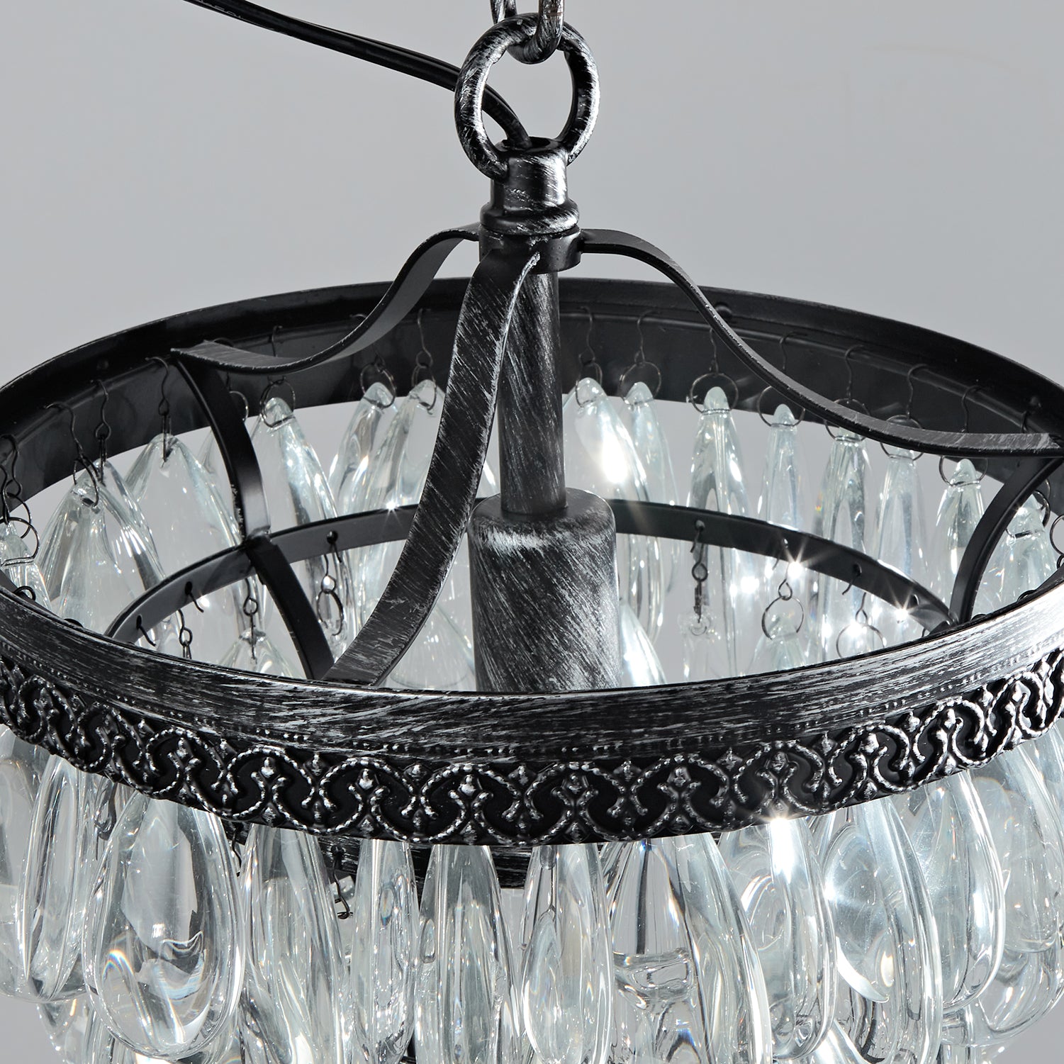 Vintage Crystal Raindrop Elegance Chandelier - Faceted-Glass Crystals and Rain Drops Display for Dining Room and Living Room Lighting