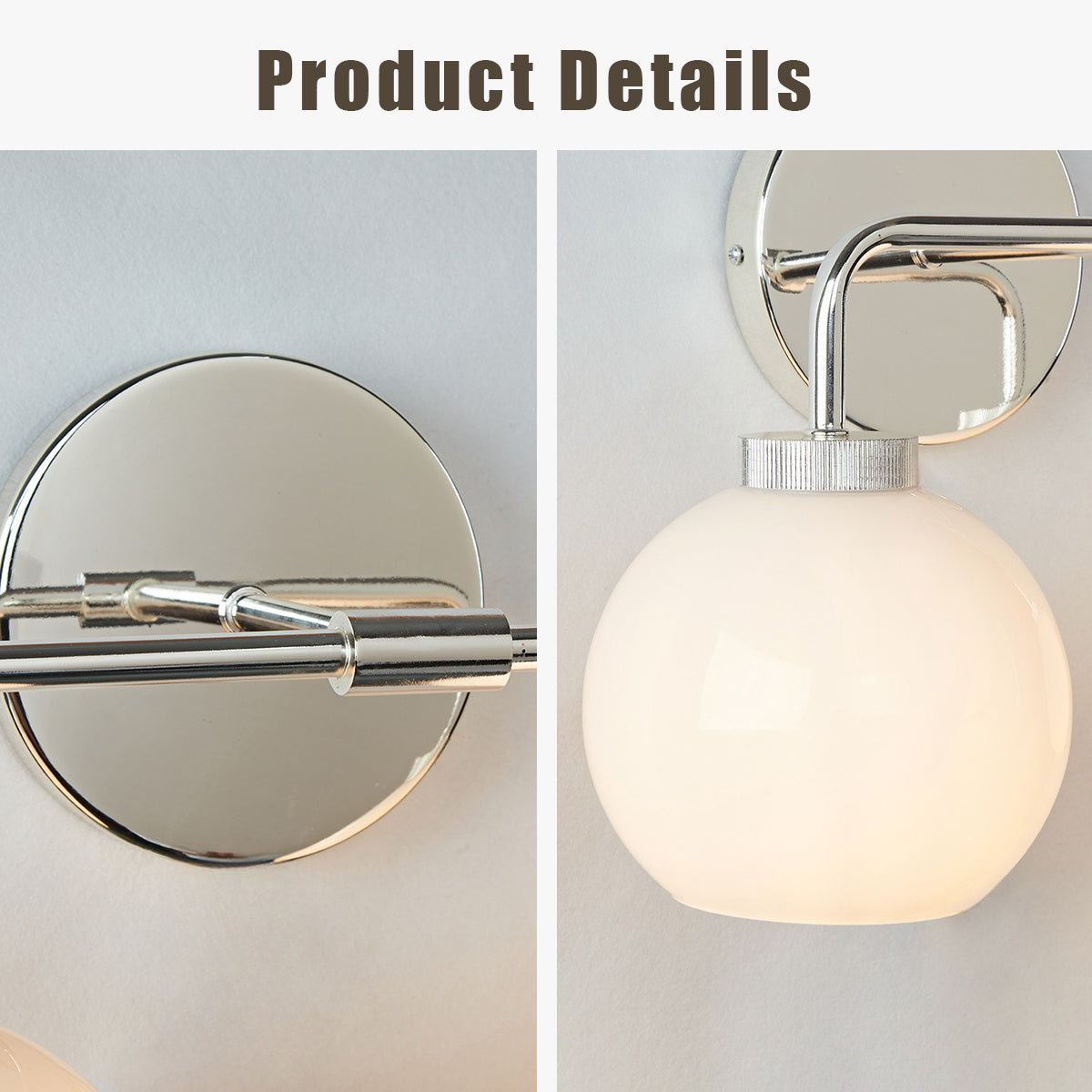 Globe Shade Matte Finish with Brass Accents Double Light Sconce - Elegant Blown Glass and Steel Frame, Bathroom Sconce