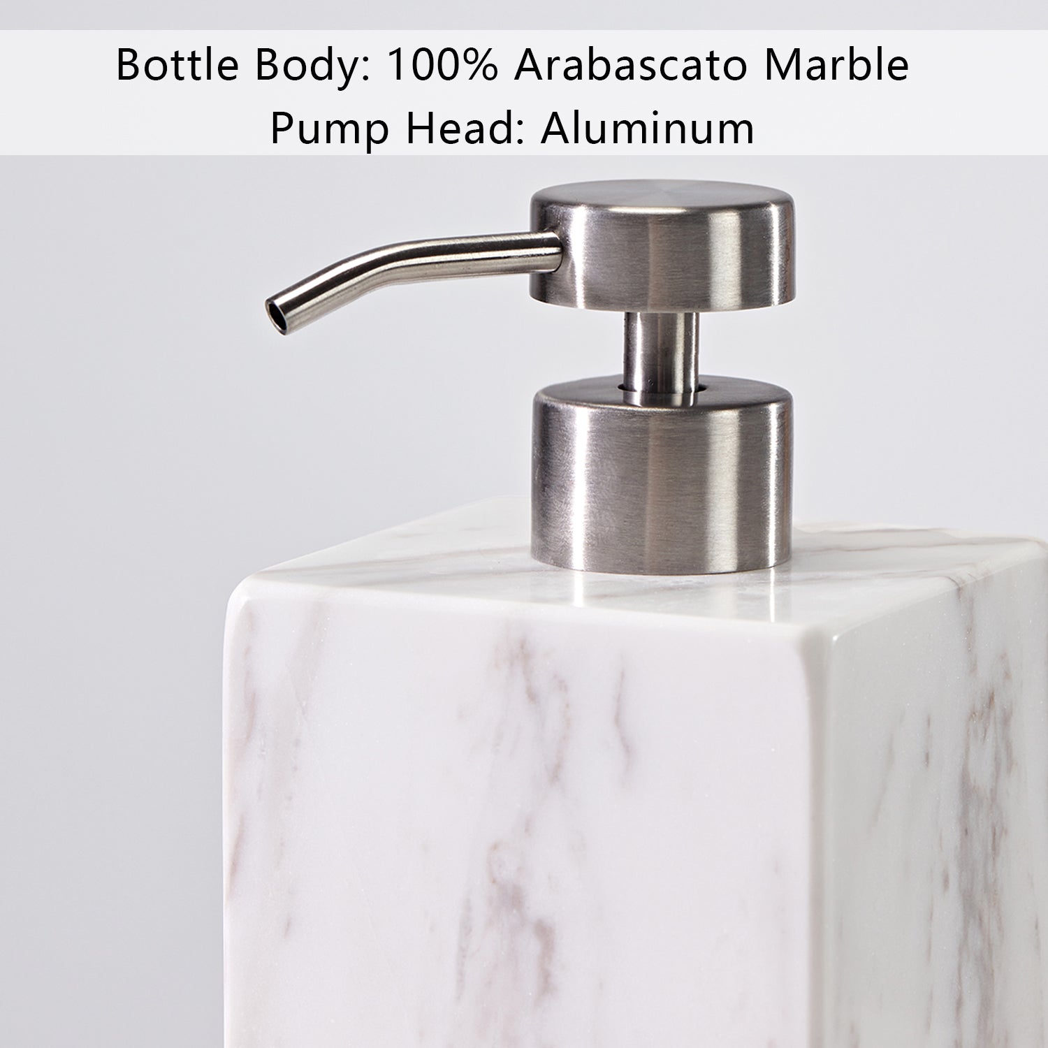 Polished Arabascato Marble Bath Accessories with Stainless Steel Pump - Elegant Decor for Marble Bathrooms, Featuring Unique Veining