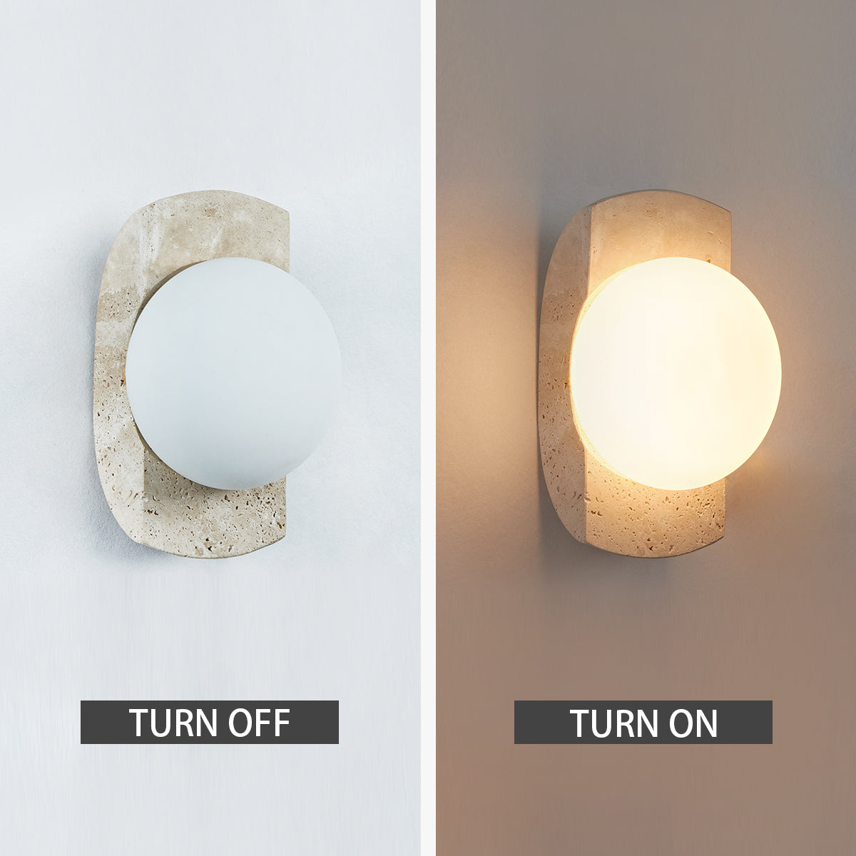 Travertine Opaline Wall Sconce with Unlacquered Brass Accents - Featuring Travertine and Opaline Glass - Perfect for Wall Sconce, Wall Lights, and Outdoor Wall Lamp