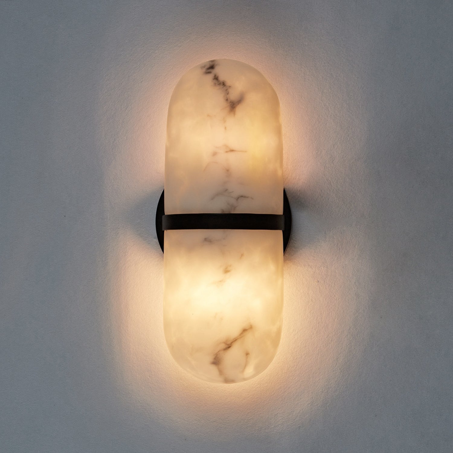 Alabaster Metal Damp Rated Hardwire Sconce - Alabaster and Metal Construction - Ideal for Wall Sconces, Bathroom Sconce, Kitchen Sconce, and Exterior Wall Lights