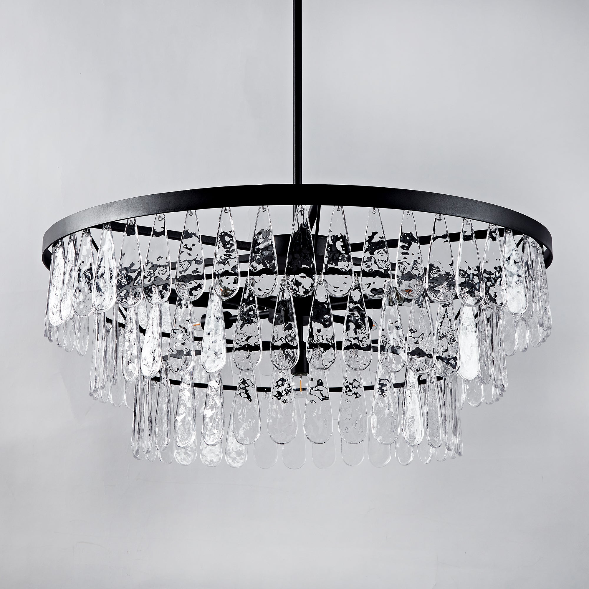 Vintage-Inspired Textured Glass Chandelier - Living Room Chandelier with Hand-Pressed Pattern and Rustic Design - Ideal Hanging Light Fixtures for Living Room and Modern Chandelier Options