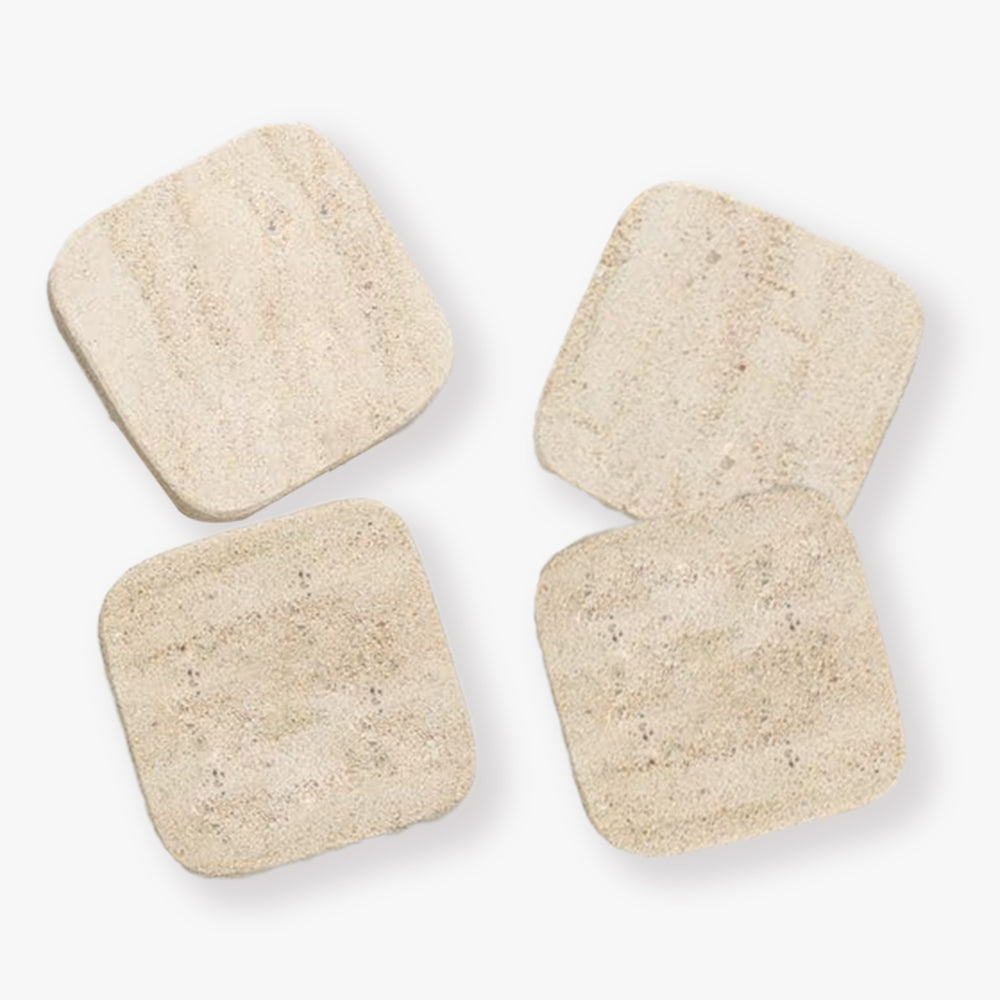 Organic Texture for Table Setting Decor and Surface Protection - Square Design in Travertine Material - Stylish Coasters and Travertine Stone Coasters for Your Table