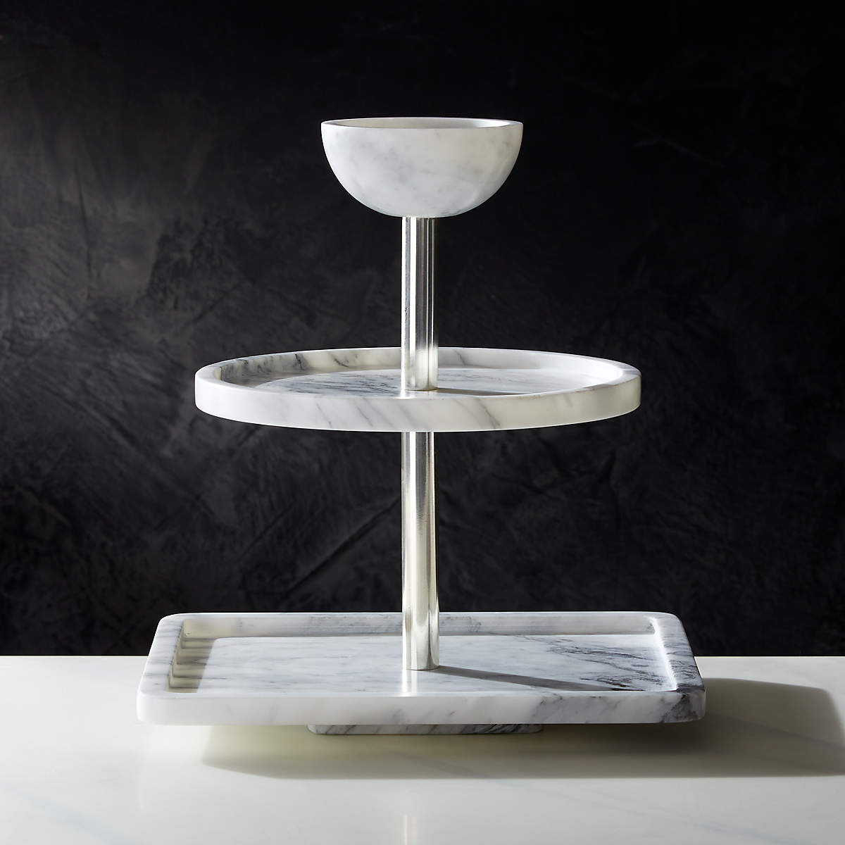 White Marble Tiered Serving Stand