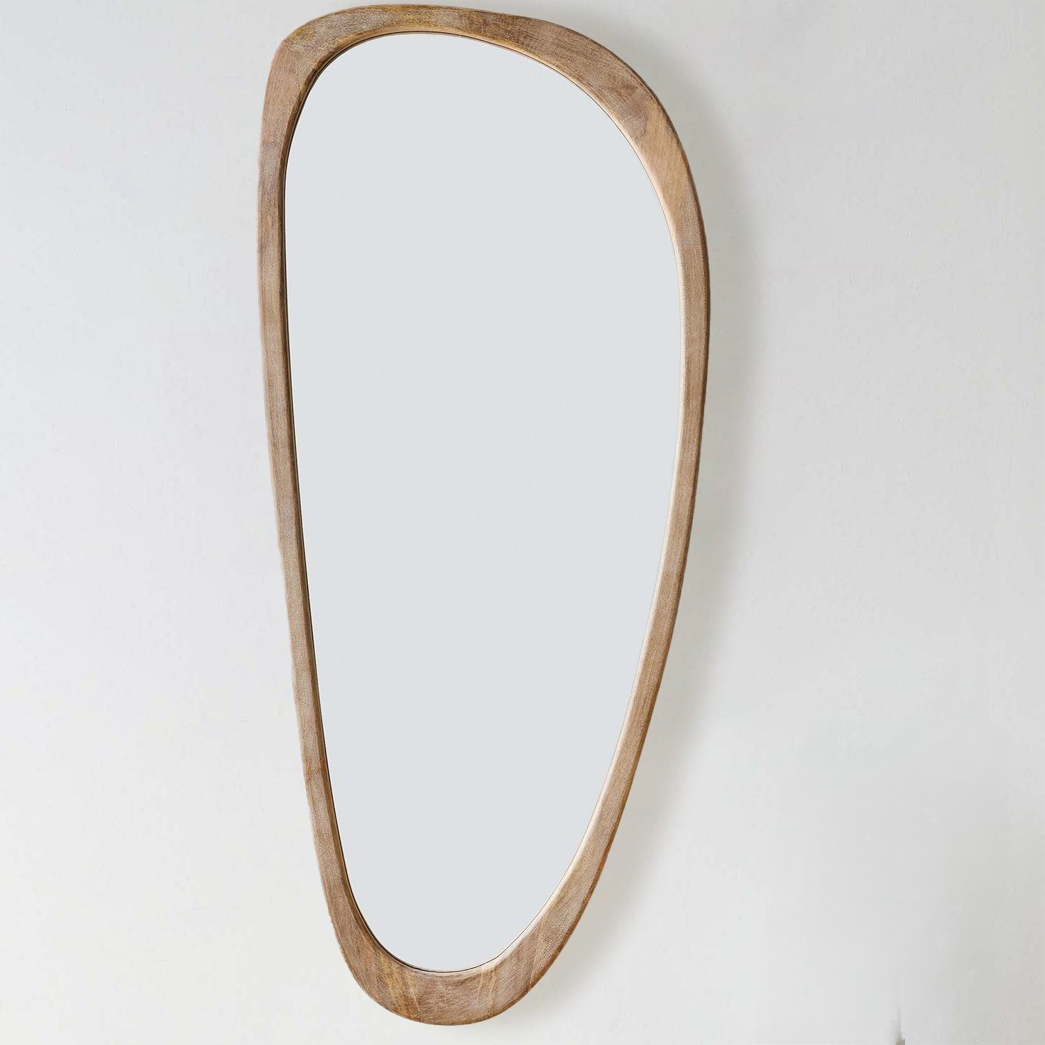 Reflections of Nature: Acacia Wood Framed Mirror - Handcrafted Polished Acacia Wood Frame - Perfect for Asymmetrical Mirror, Large Asymmetrical Mirror, and Asymmetrical Bathroom Mirror