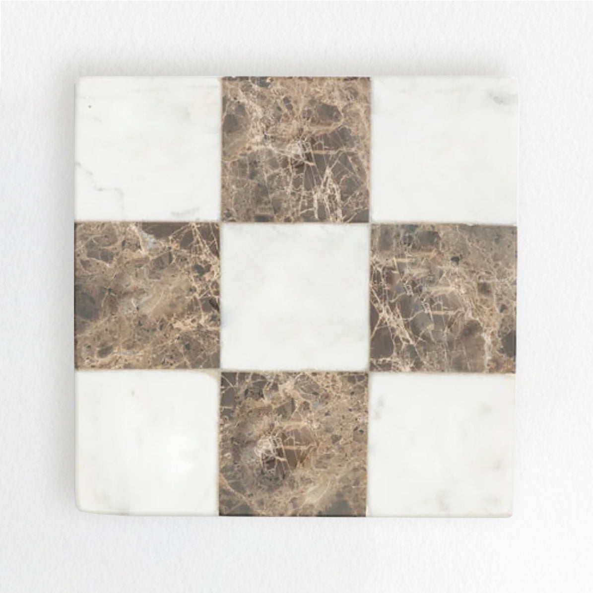 Dual Marble Classic Tic-Tac-Toe Board - Handmade Decorative Board with Baswara and Italian Brown Marble - Perfect for Marble Tic Tac Toe Game and Marble Board Tabletop Games