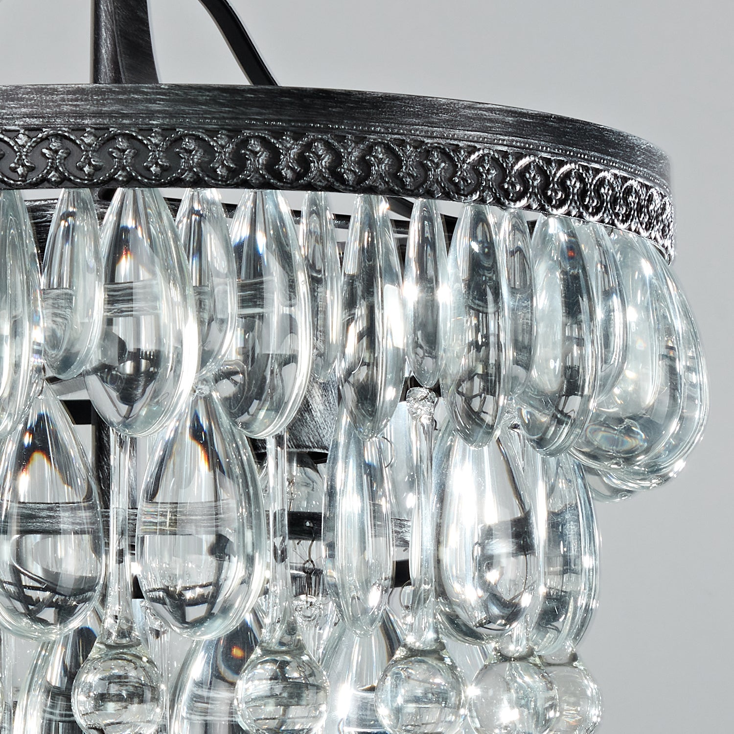 Vintage Crystal Raindrop Elegance Chandelier - Faceted-Glass Crystals and Rain Drops Display for Dining Room and Living Room Lighting