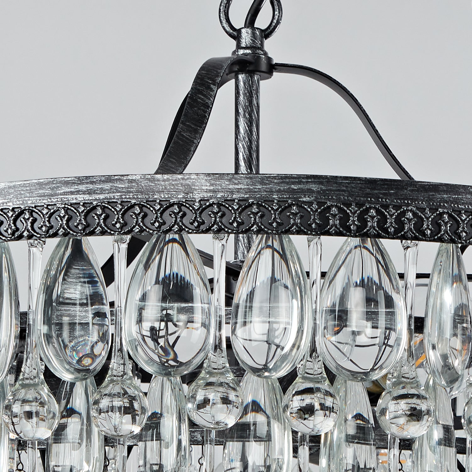 Vintage Crystal Raindrop Elegance Chandelier - Faceted-Glass Crystals and Rain Drops Display for Dining Room and Living Room Lighting