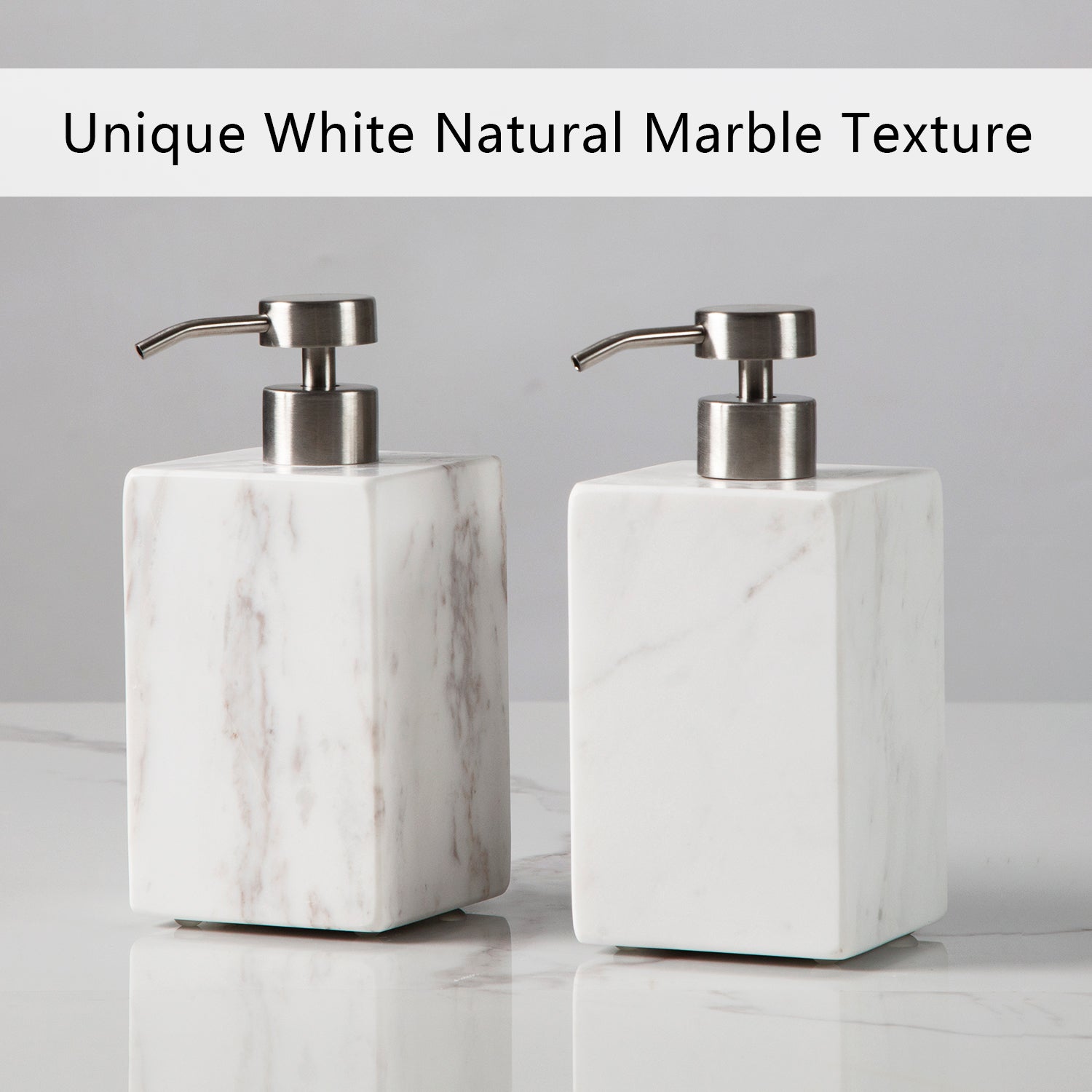 Polished Arabascato Marble Bath Accessories with Stainless Steel Pump - Elegant Decor for Marble Bathrooms, Featuring Unique Veining