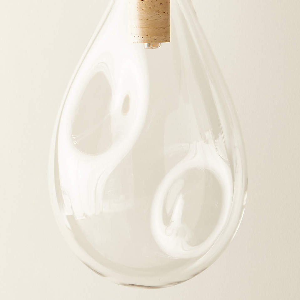 Calandra Glass and Travertine Pendant Light