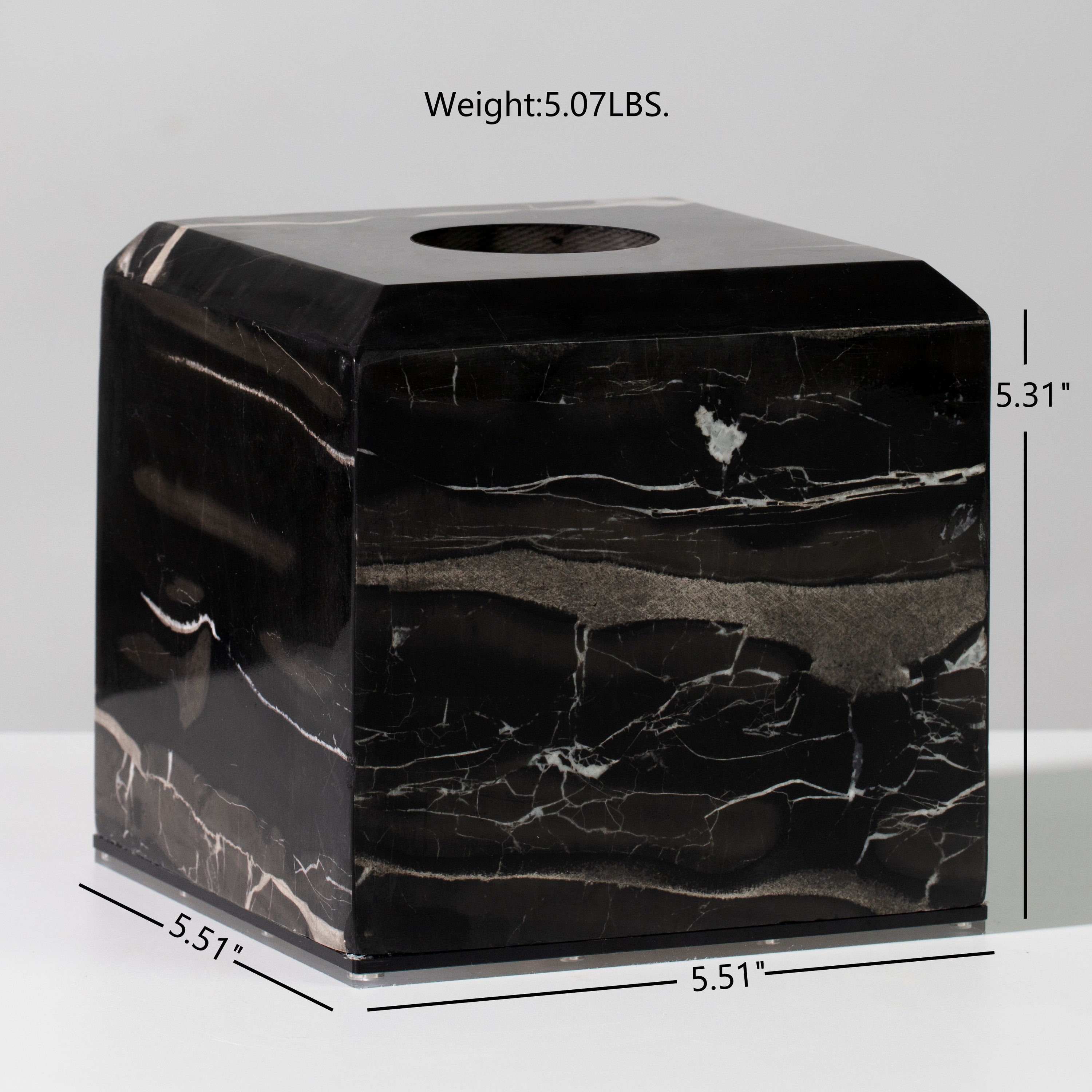 Silver Dragon Marble Luxe Tissue Box - Elegant Black and White Design with Soft Sheen - Perfectly Designed for Stylish Tissue Organization