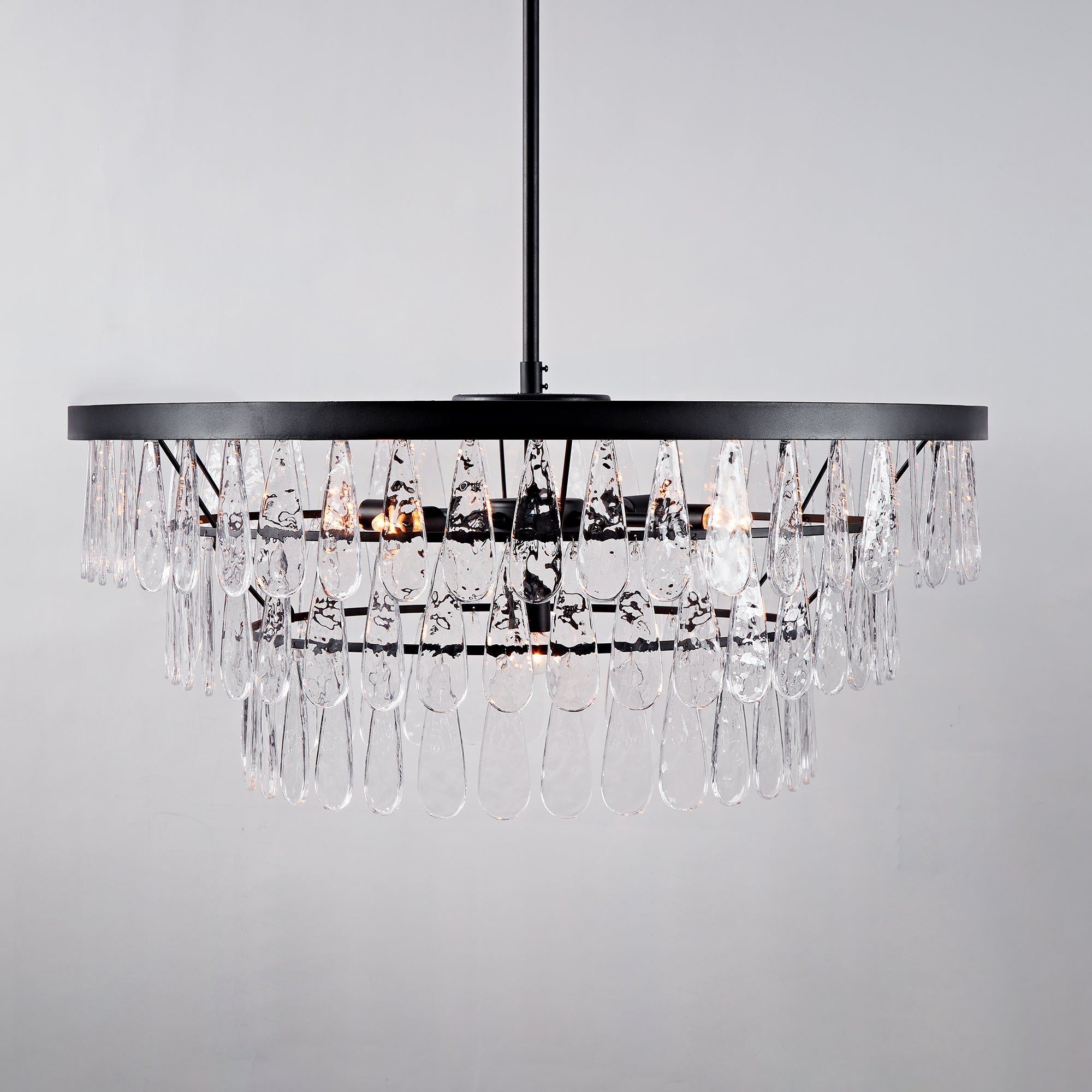 Vintage-Inspired Textured Glass Chandelier - Living Room Chandelier with Hand-Pressed Pattern and Rustic Design - Ideal Hanging Light Fixtures for Living Room and Modern Chandelier Options