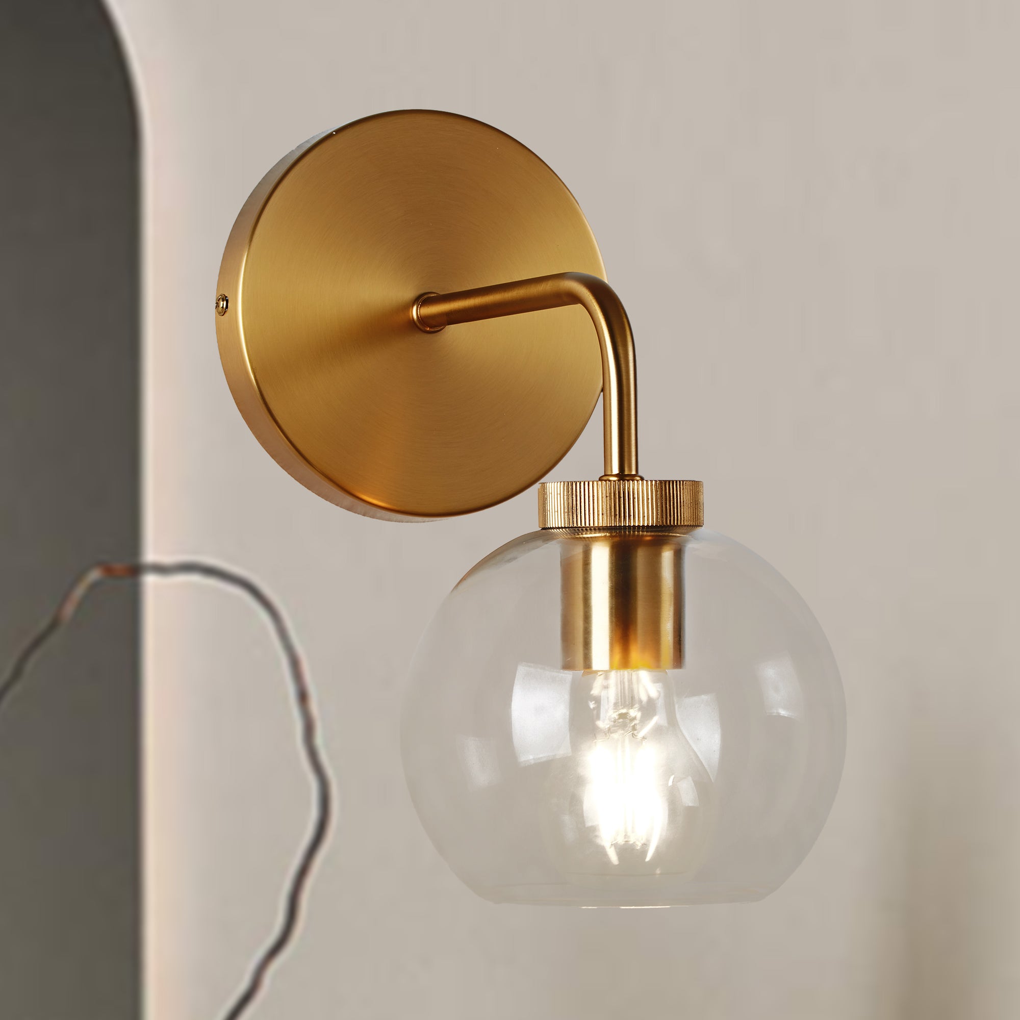 Blown Glass Steel Frame Single Sconce Collection- Stylish Wall Light Fixture, Bathroom Sconce