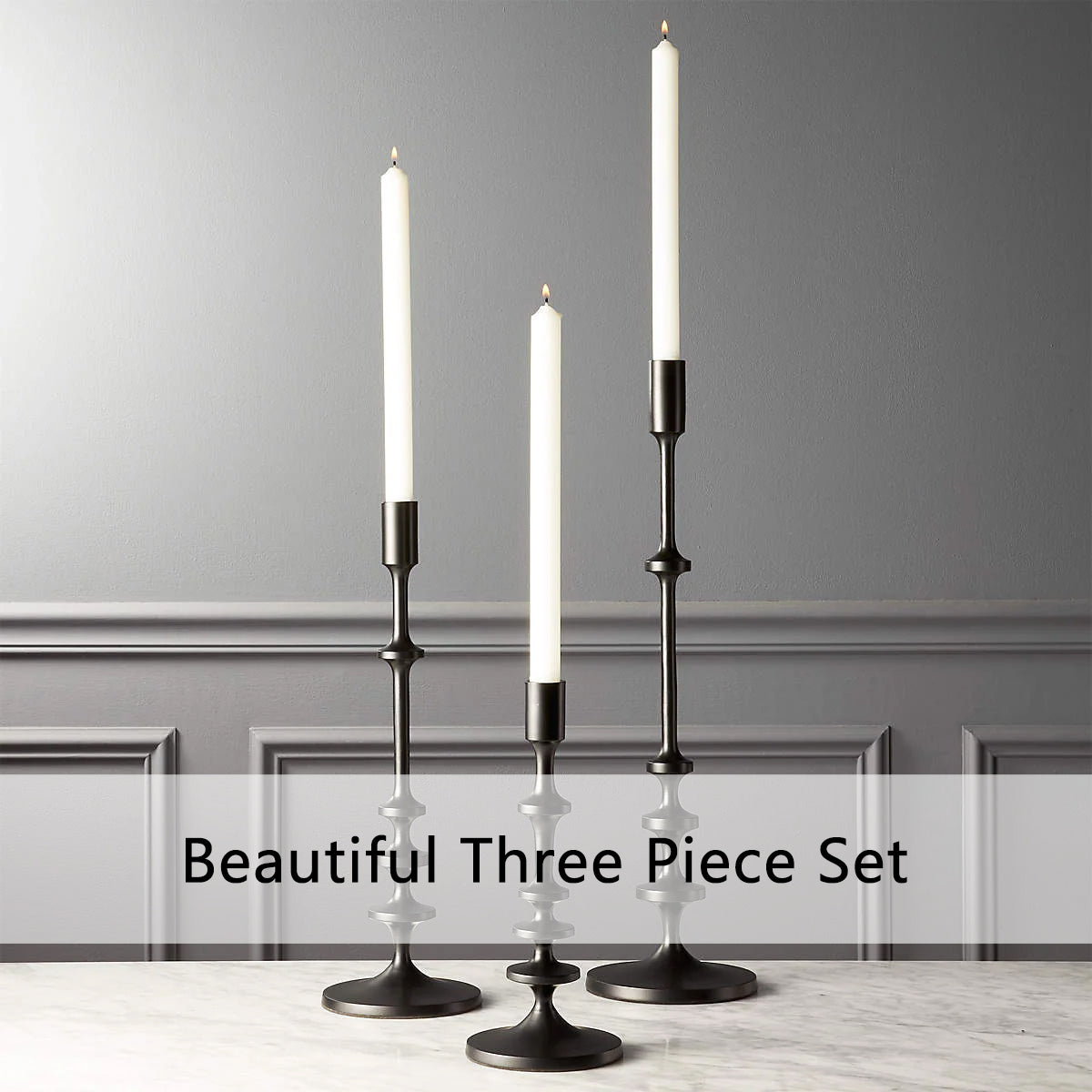 Modern Aluminum Taper Candle Holder with Powdercoated Finish - Elegant Candle Stand for Home Decor, Perfect for Living Room and Dining Room