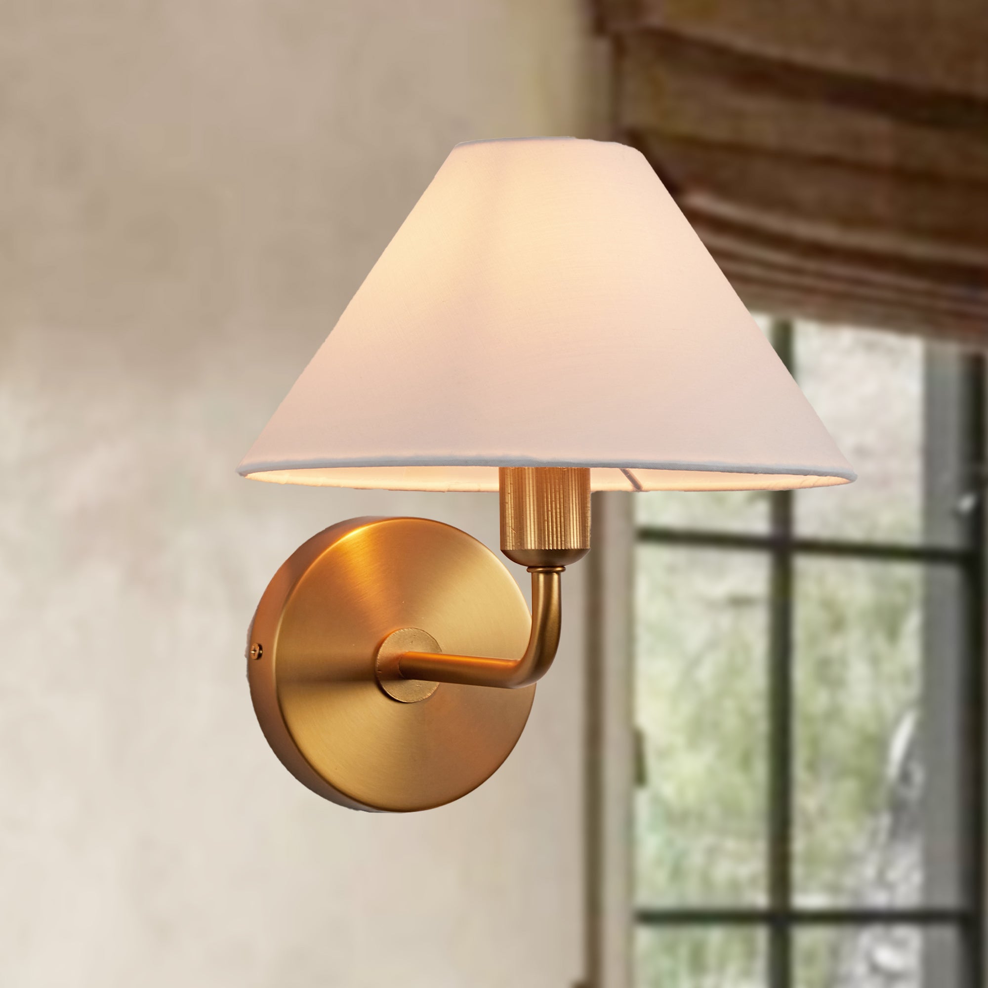 Elegant Linen Glow Sconce - Architectural Design Tapered Shade Wall Sconce for Bedroom and Living Room - A Statement Piece of Elegance and Sophistication