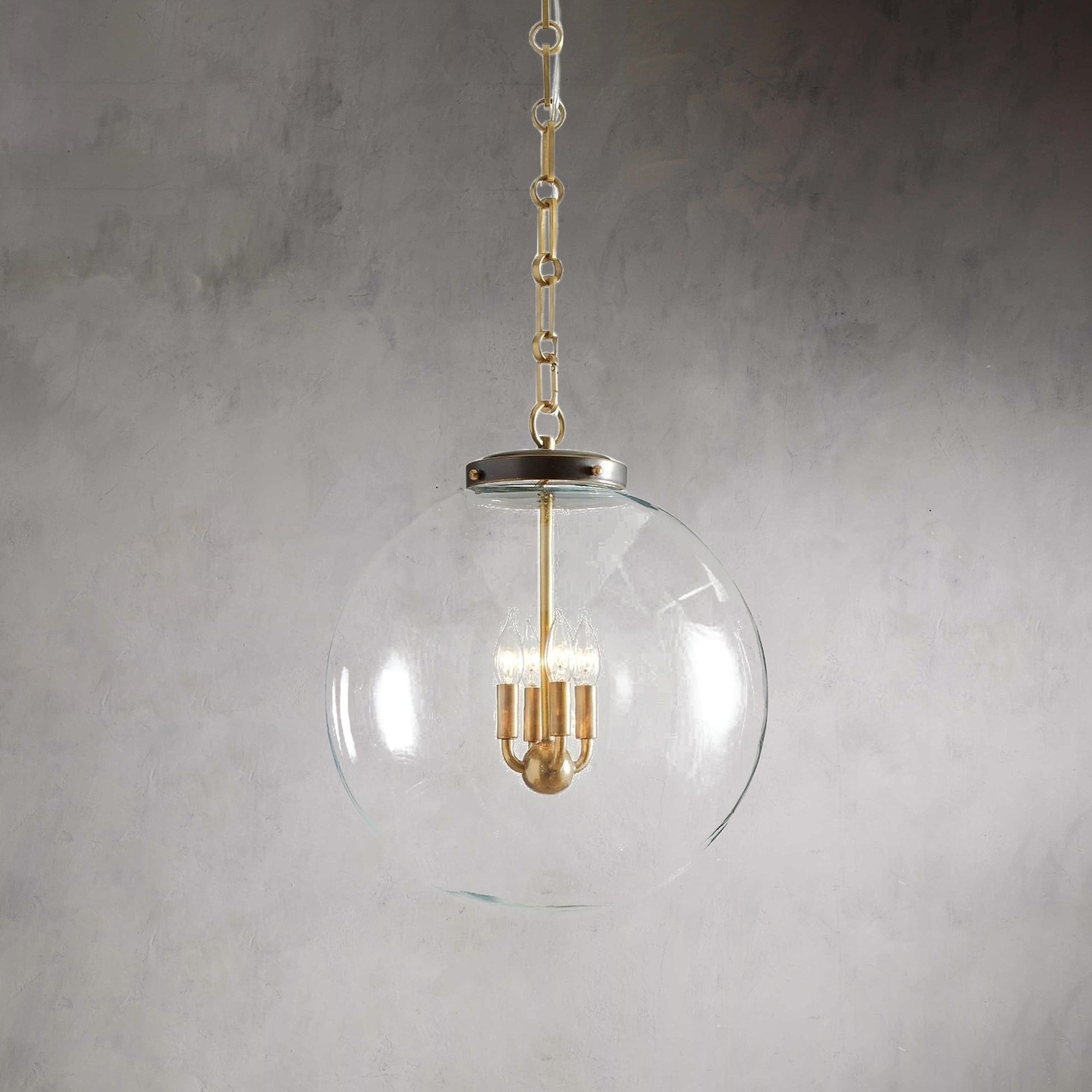 Candle-Like Pendant Light with Recycled Glass Globe - Timeless Design Adjustable Height Light Fixture for Entryway，Dining Room, Living Room, and Bedroom