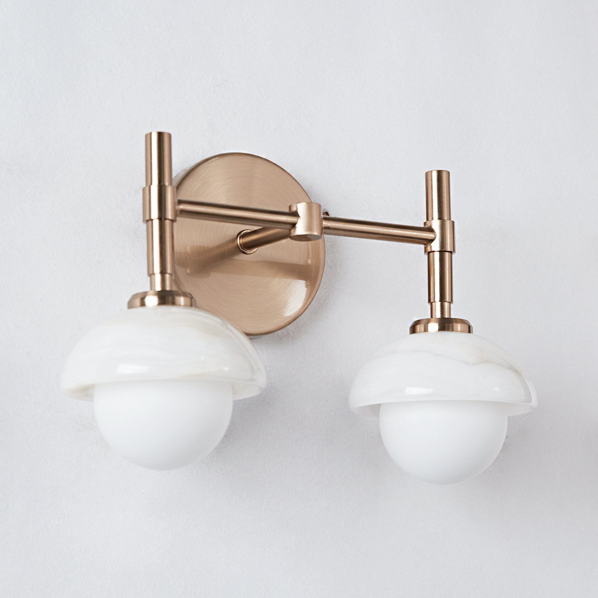 Brass Wall Sconce with Opal Glass Shade and Hand-Carved Alabaster - Elegant Light Fixture for Hardwired Installation, Perfect for Bathrooms