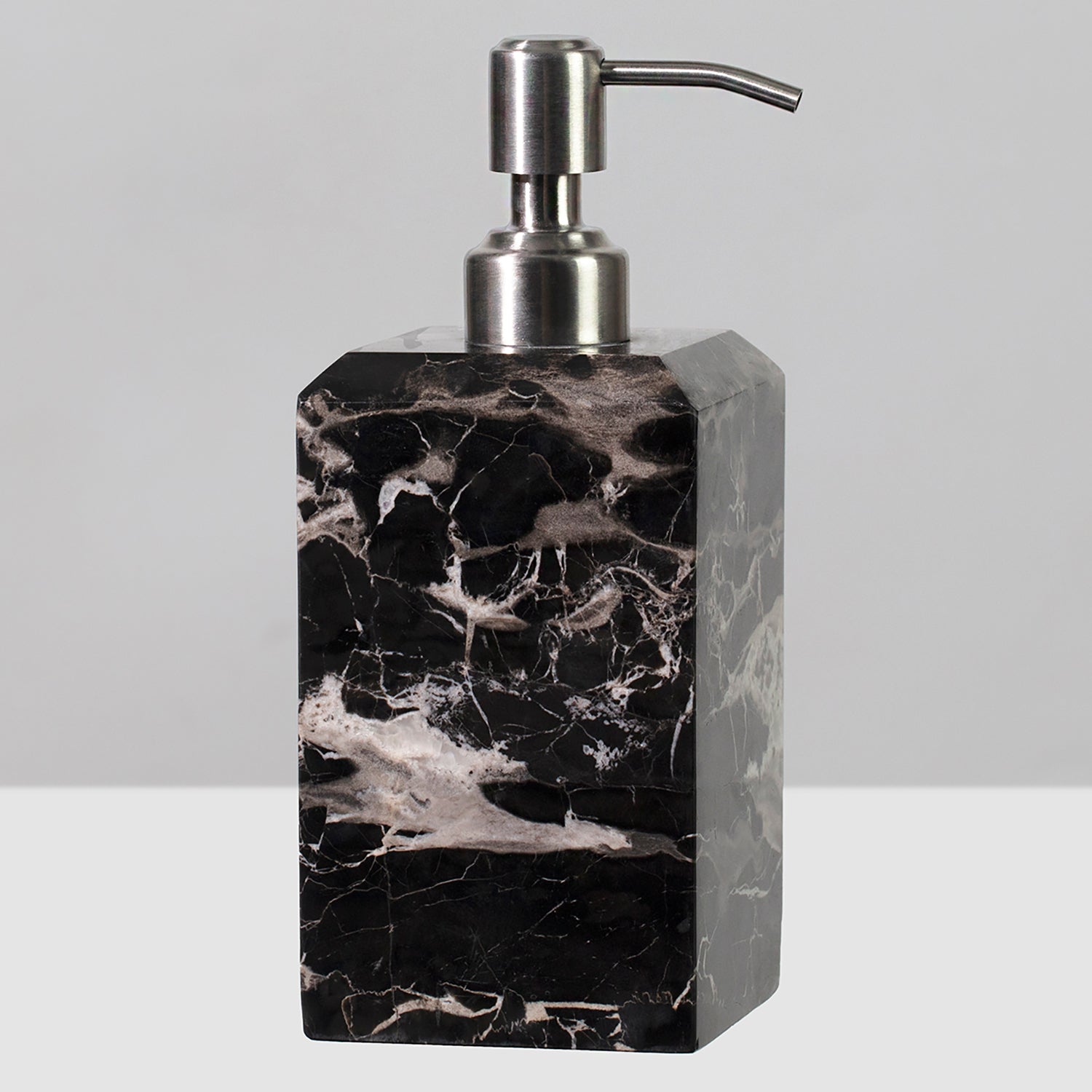 Silver Dragon Marble Luxe Bath Set - Black and White Elegance with Soft Sheen, Easy Cleaning - Perfect for Liquid Soap and Lotion Dispensers