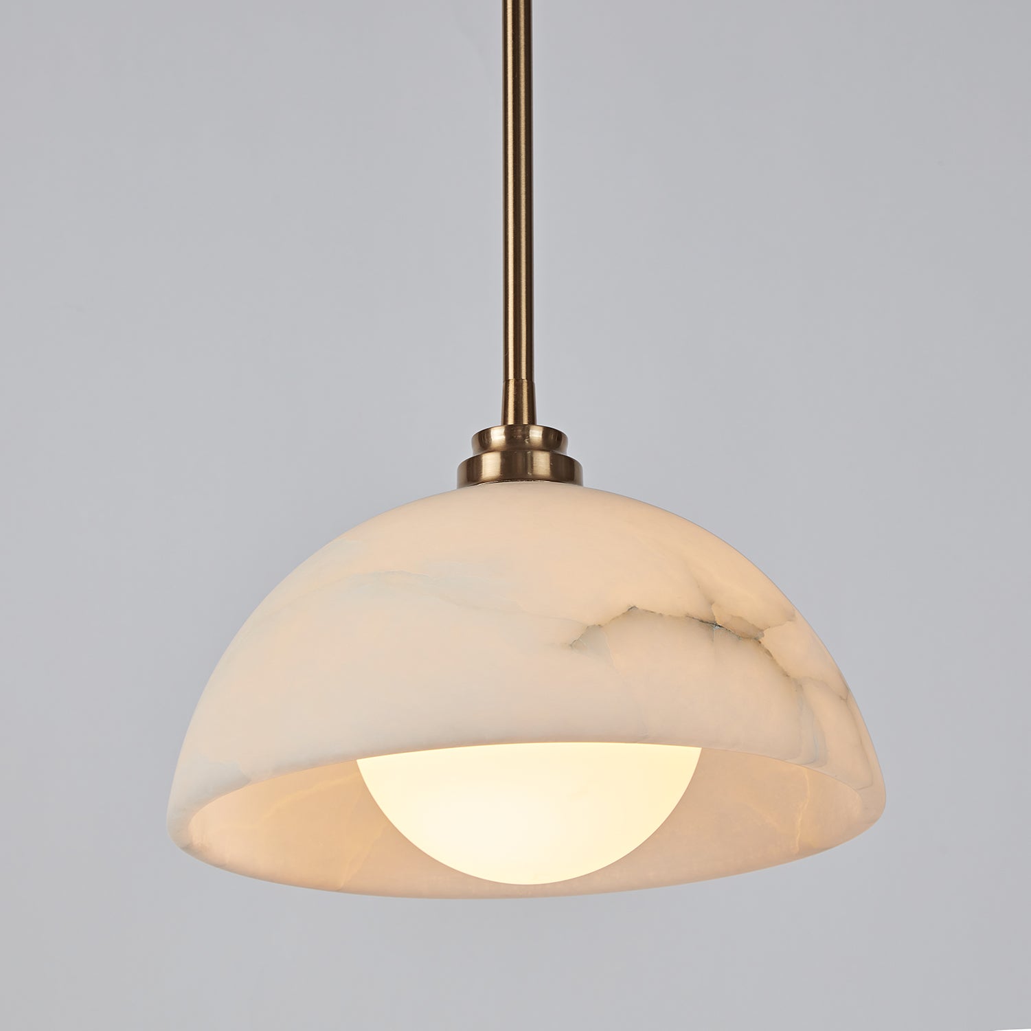 Elegant Alabaster Refinement Pendant - Natural Alabaster with Steel and Tumbled Brass - Ideal Hanging Light Fixture for Bedroom, Perfect Pendant Light for All Your Bedroom Needs