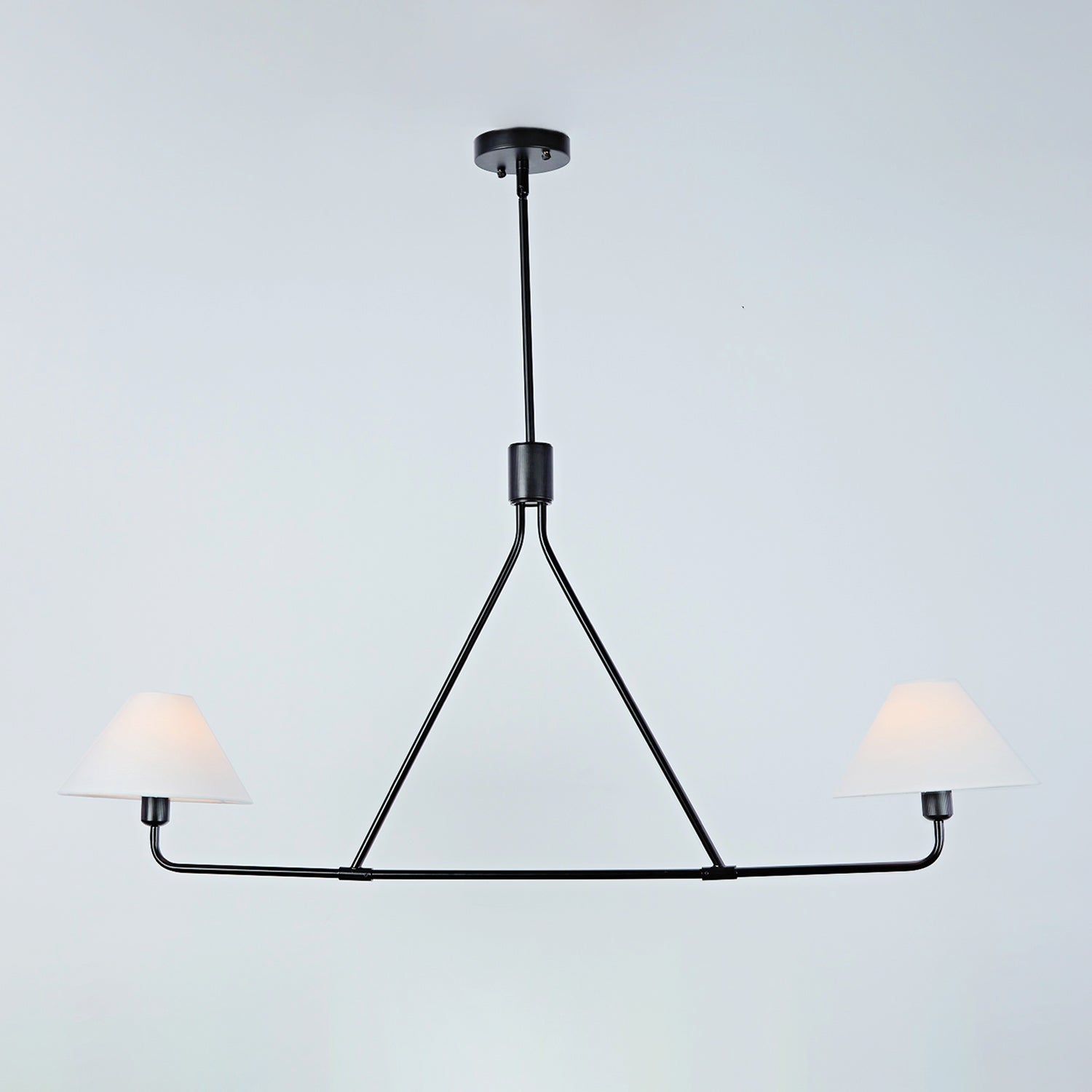 Minimalist Elegance Architectural 2-Light Tapered Pendant: Angular and Minimalist Design for Dining, Bedroom, and Living Room Illumination