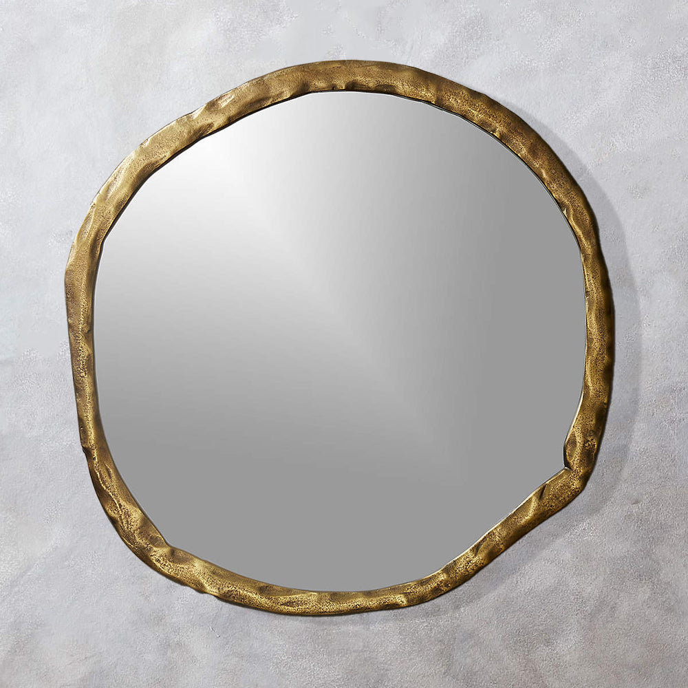 Metal Frame Round Wall Mirror - Oversized Circle Mirror with Distressed Black Frame - Handmade Wall Mirror, Bathroom-Safe Design for Bedroom, Living Room, and Bathroom