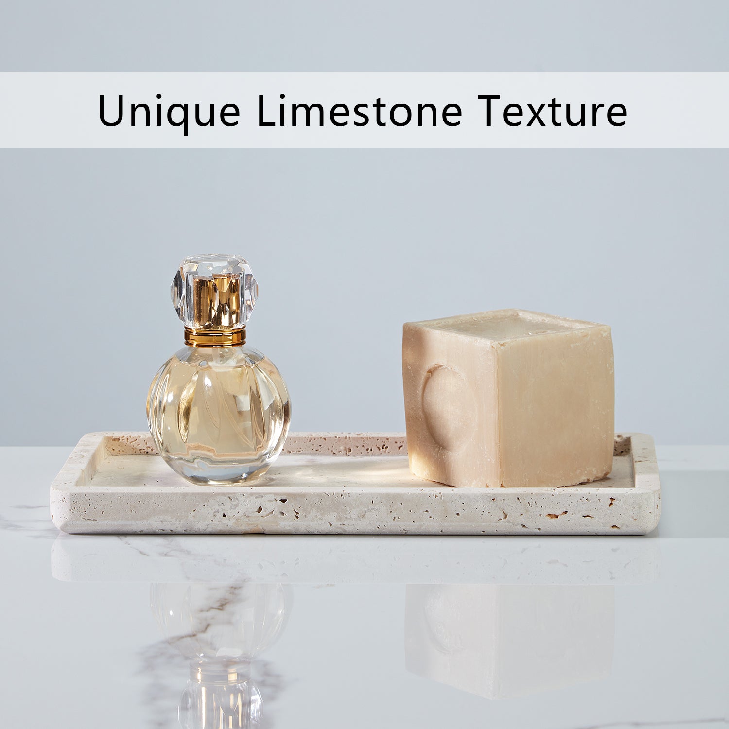 Nature's Touch Travertine Bath Accessories with Organic Edge and Unique Variations for Rustic Bathroom Decor