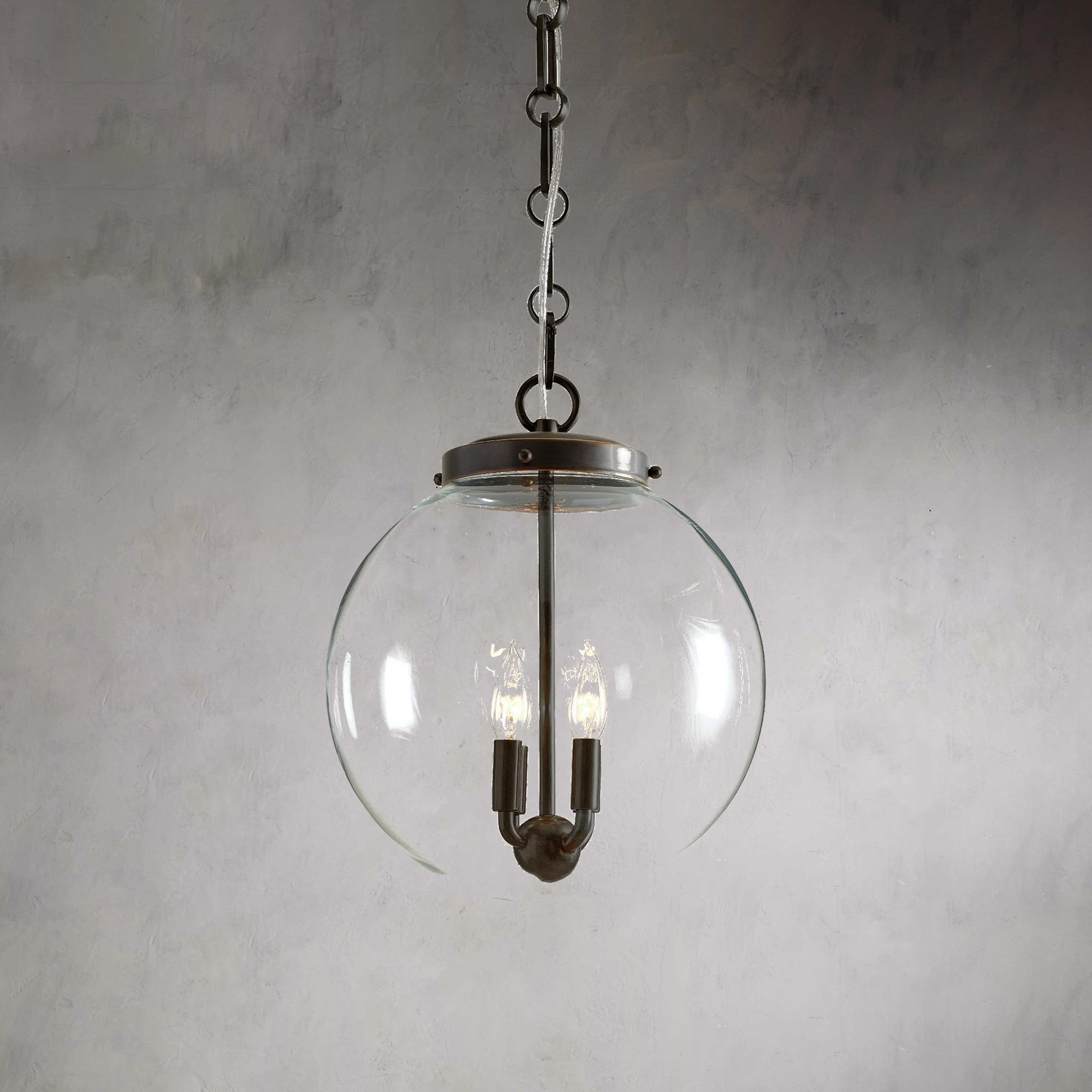 Candle-Like Pendant Light with Recycled Glass Globe - Timeless Design Adjustable Height Light Fixture for Entryway，Dining Room, Living Room, and Bedroom