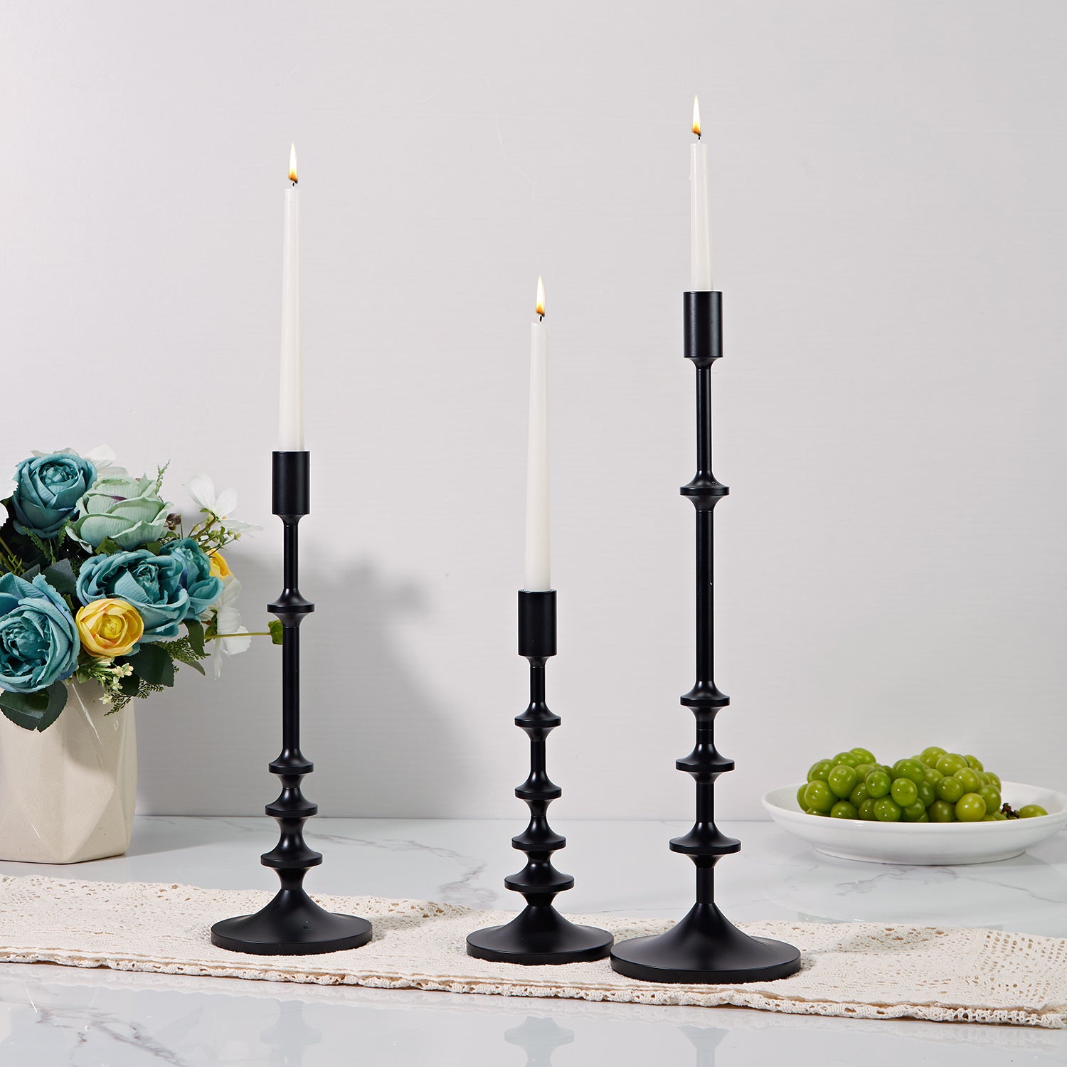 Modern Aluminum Taper Candle Holder with Powdercoated Finish - Elegant Candle Stand for Home Decor, Perfect for Living Room and Dining Room