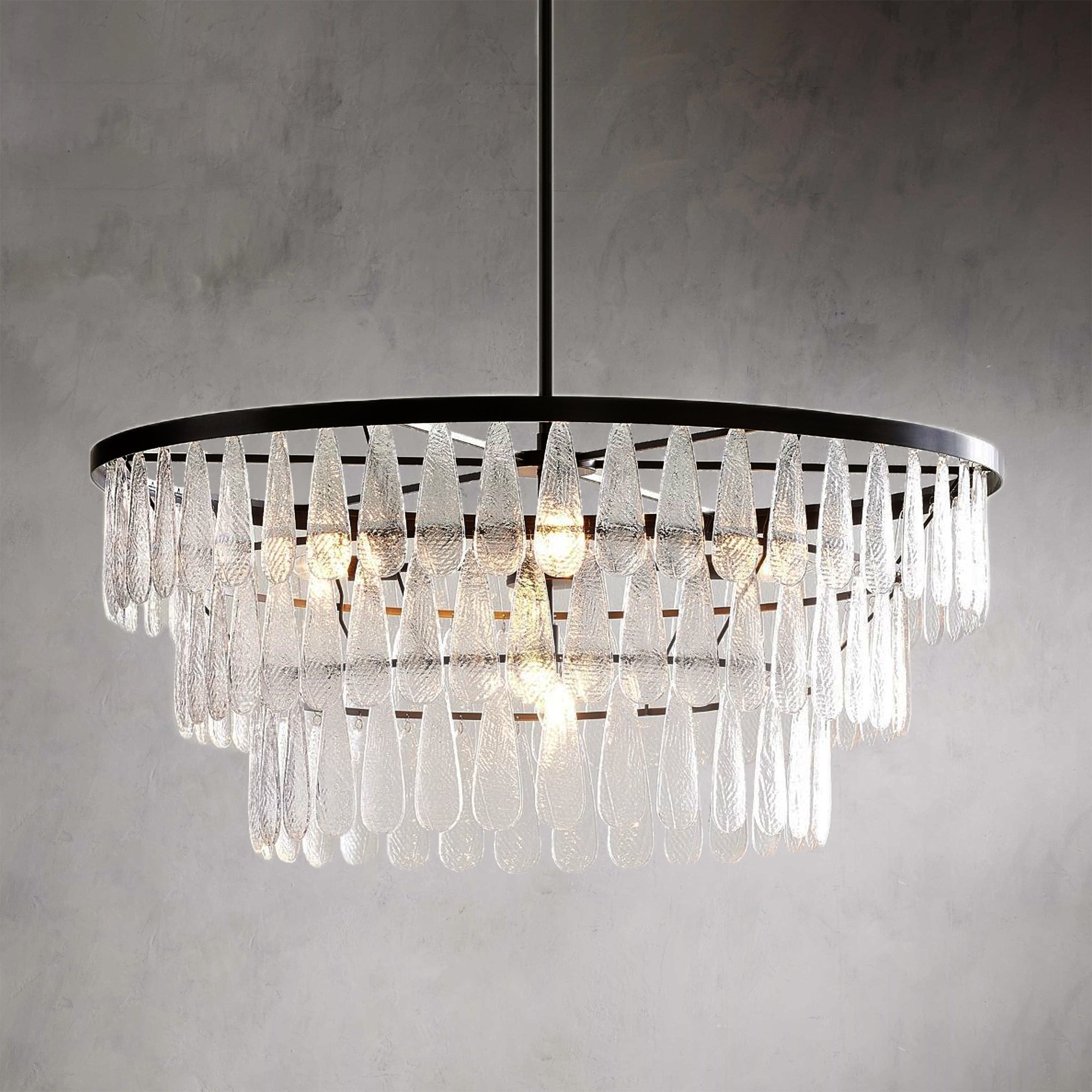 Mable Textured Glass Round Chandelier
