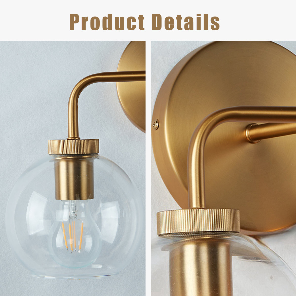 Globe Shade Matte Finish with Brass Accents Double Light Sconce - Elegant Blown Glass and Steel Frame, Bathroom Sconce