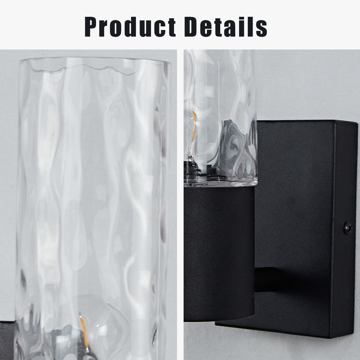 Transparent Glass Cylinder - Sleek Handcrafted Wall Lamps for Optimal Light, Suitable for Bathrooms and Living Rooms