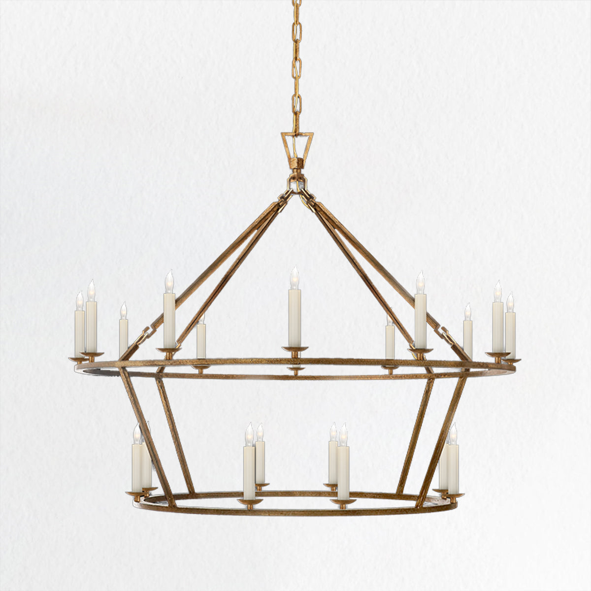 Two-Tier Geometric Chandelier with Candle-Style Lamps - Modern Ceiling Light Fixture for Living Rooms