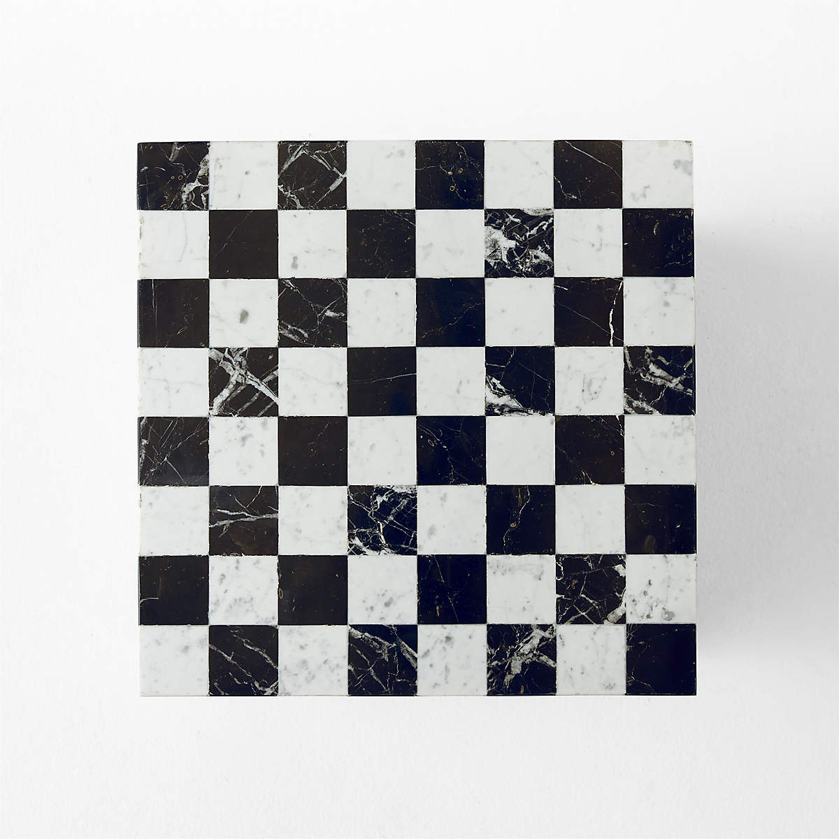 Fori Square Black and White Marble Game Side Table