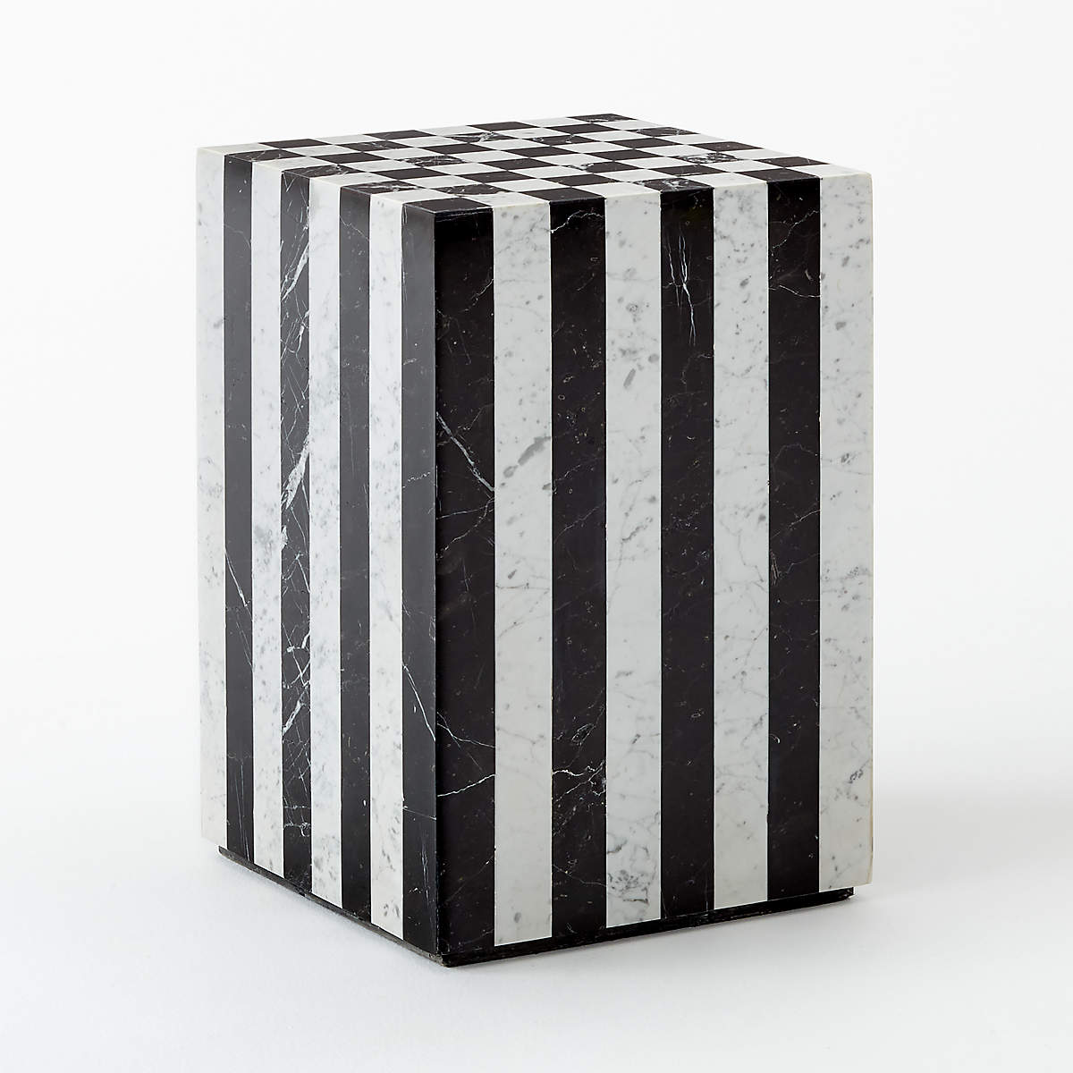 Fori Square Black and White Marble Game Side Table