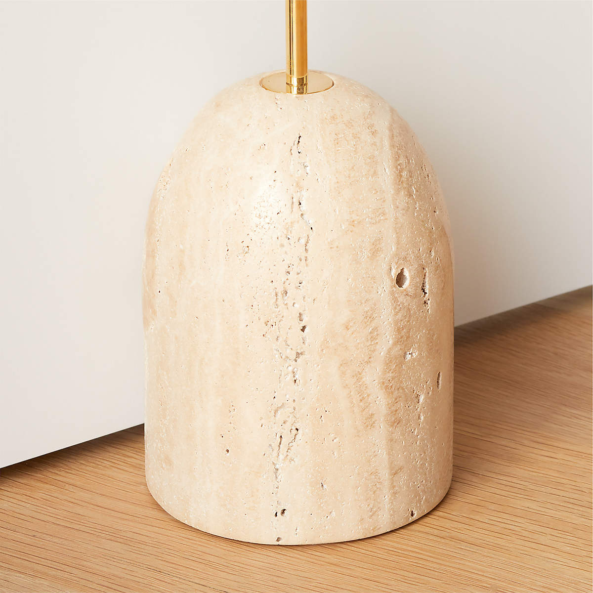 Travertine Doorstop with Unlacquered Polished Brass Handle