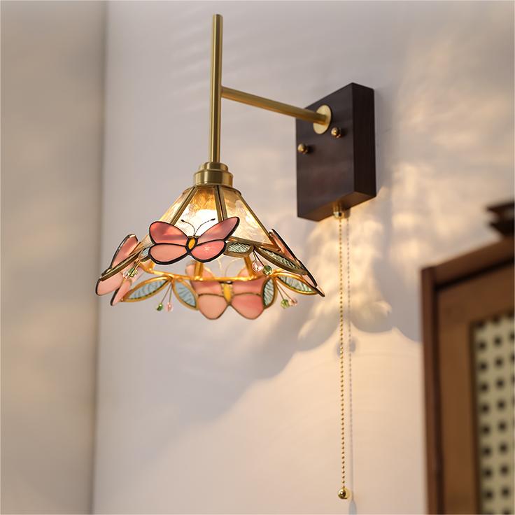 Enamel Butterfly Glass Wall Lamp