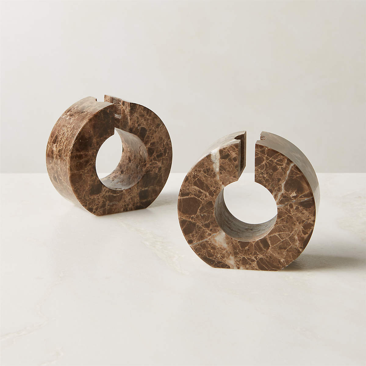Orla Brown Marble Taper Candle Holder